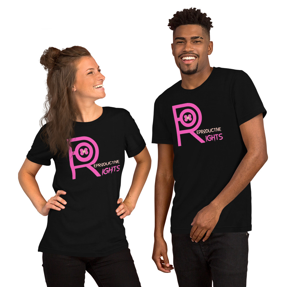 R - Reproductive Rights Black Unisex T-shirt - Image 6