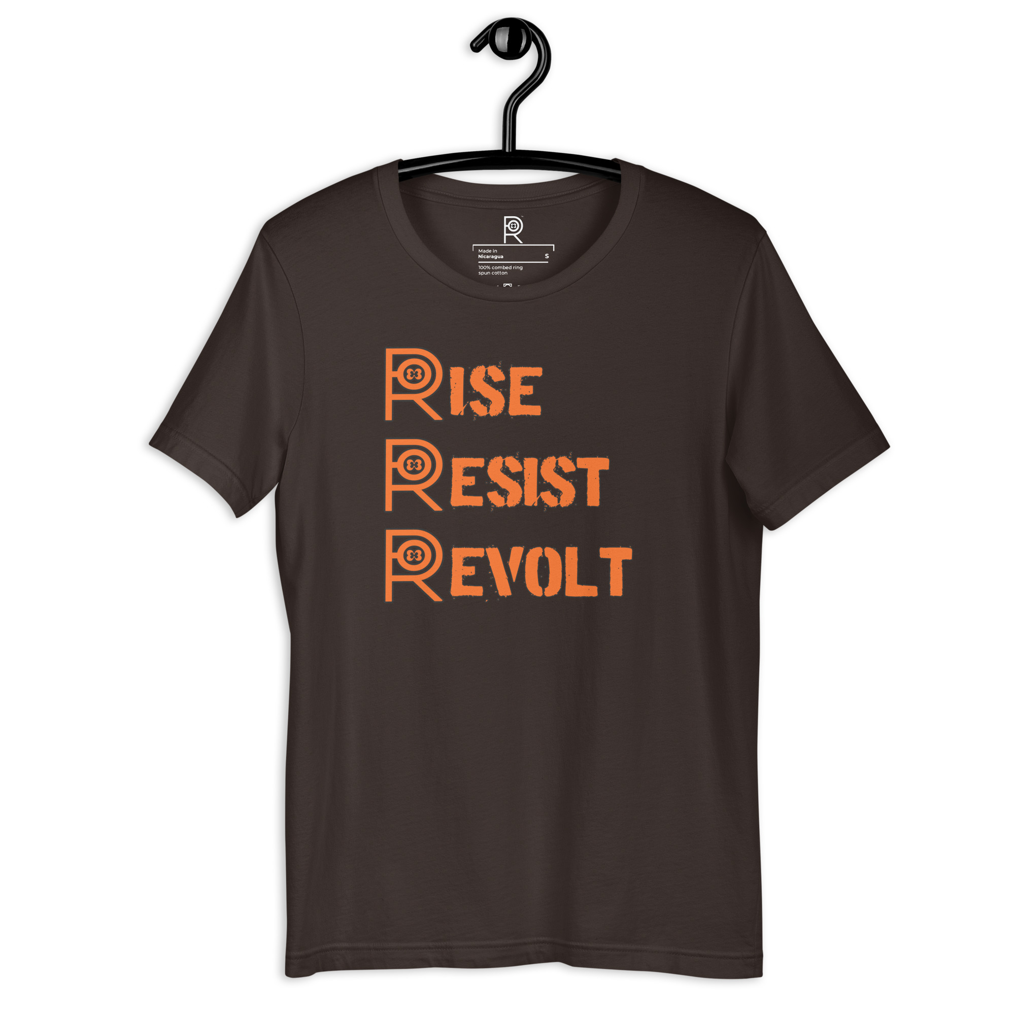 R - Rise Resist Revolt Orange And Black Dark Style Unisex T-shirt - Image 31