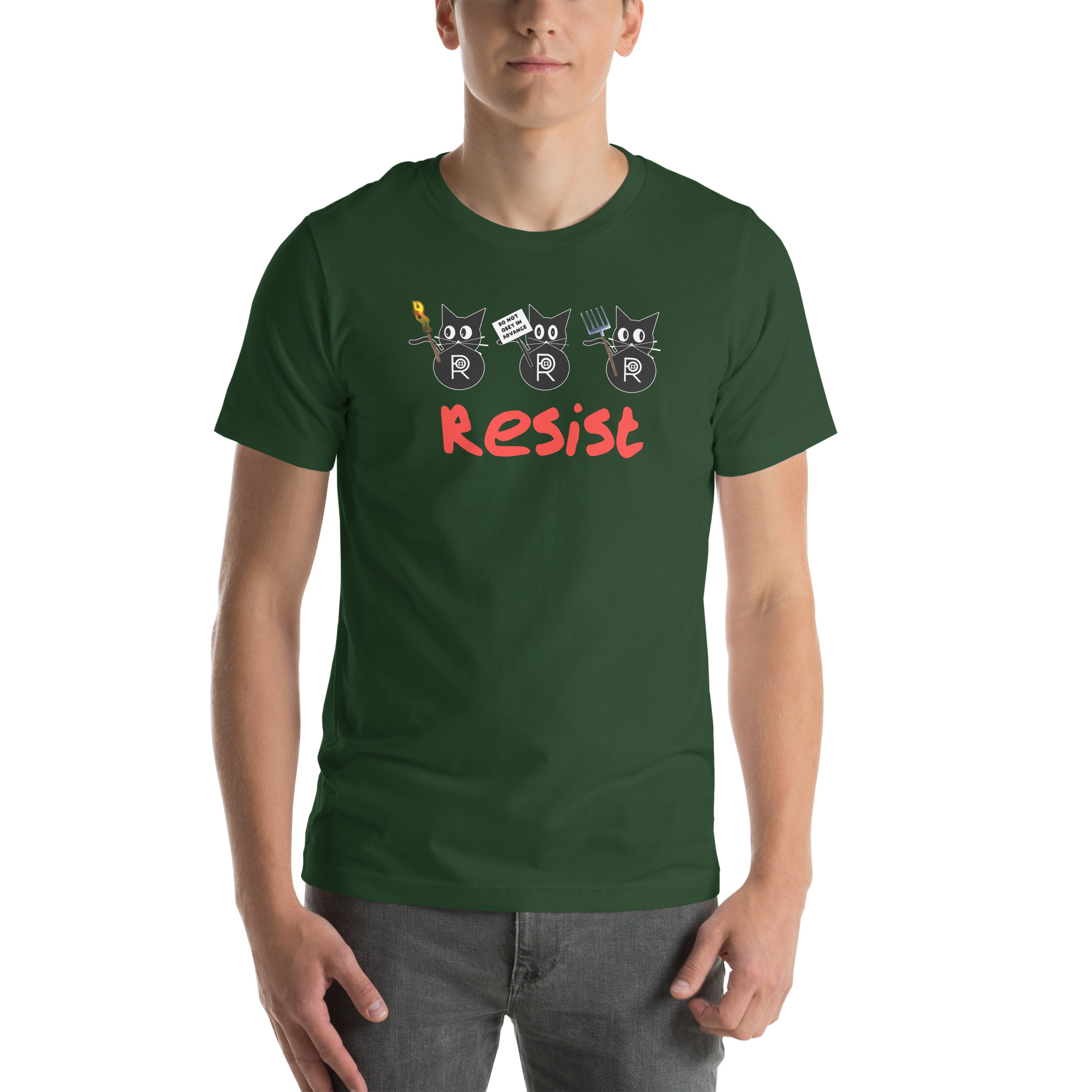 R - Resistance Kitties Resist Dark Style Unisex T-shirt - Image 12