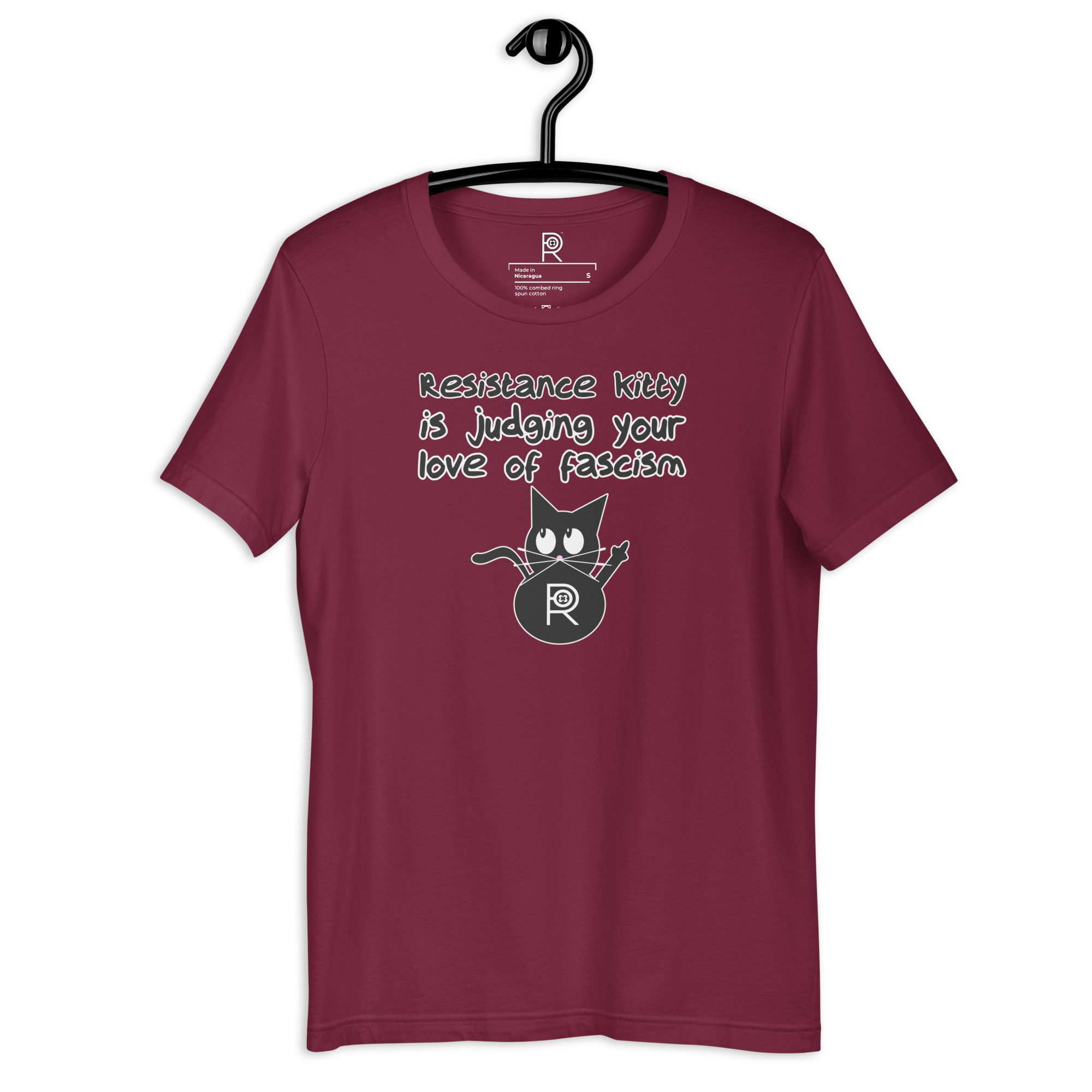 R - Resistance Kitty Is Judging Your Love Of Fascism Dark Style Unisex T-shirt - Image 28