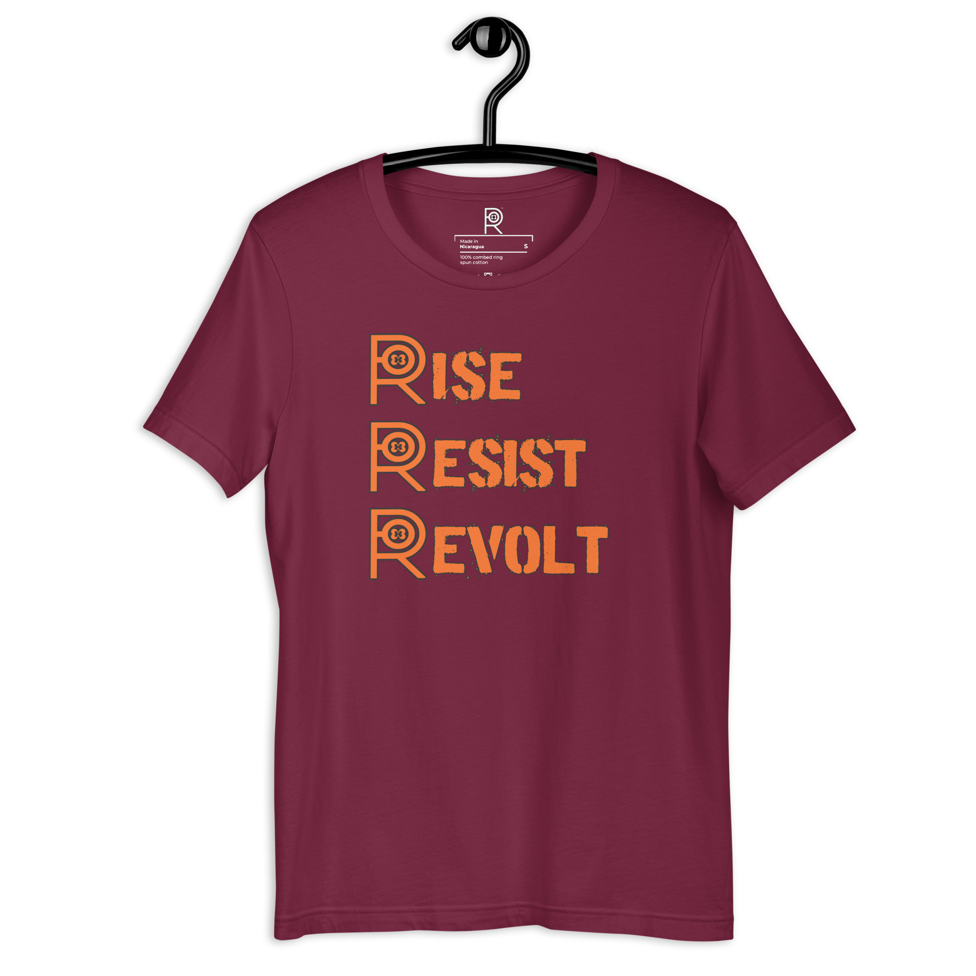 R - Rise Resist Revolt Orange And Black Dark Style Unisex T-shirt - Image 34