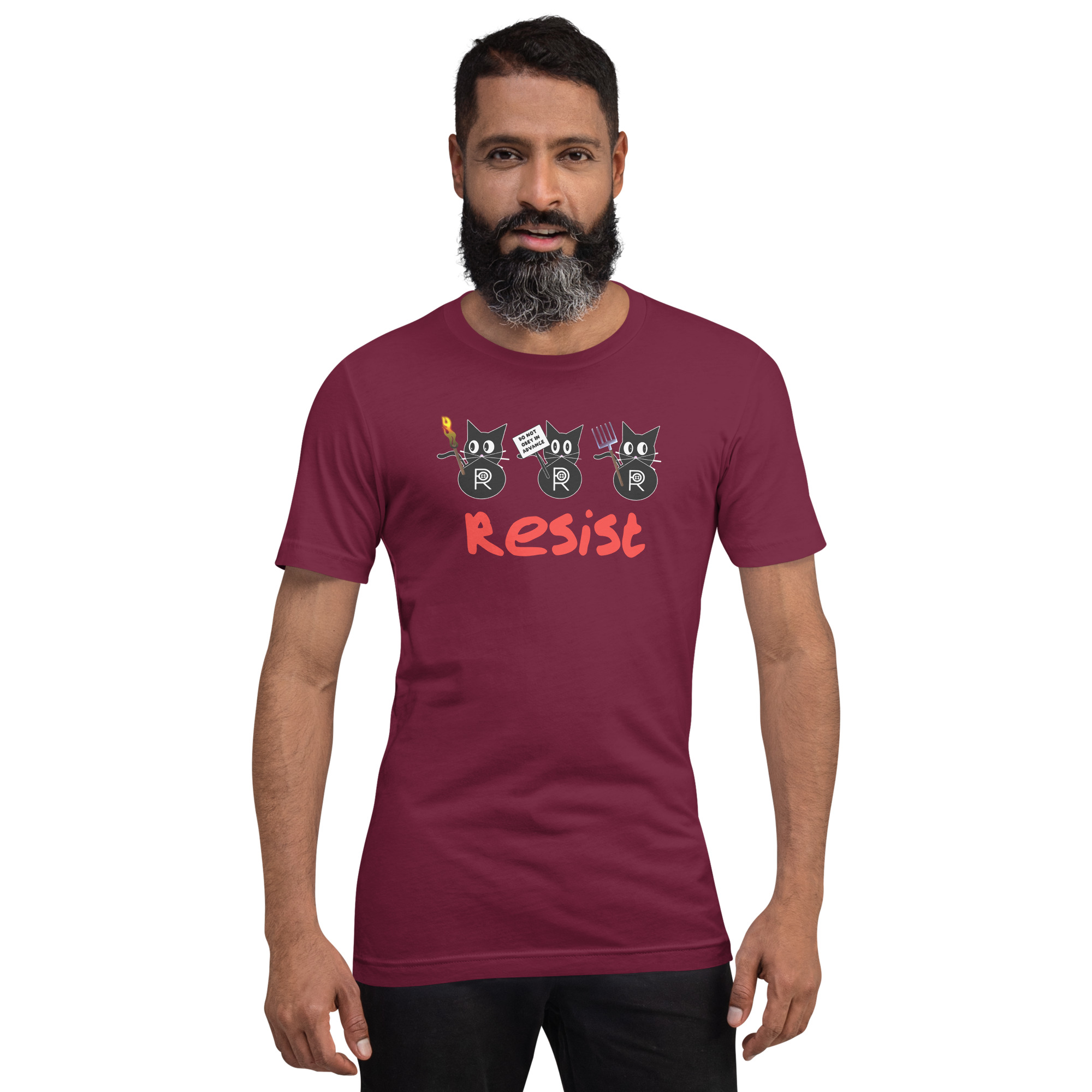 R - Resistance Kitties Resist Dark Style Unisex T-shirt - Image 11