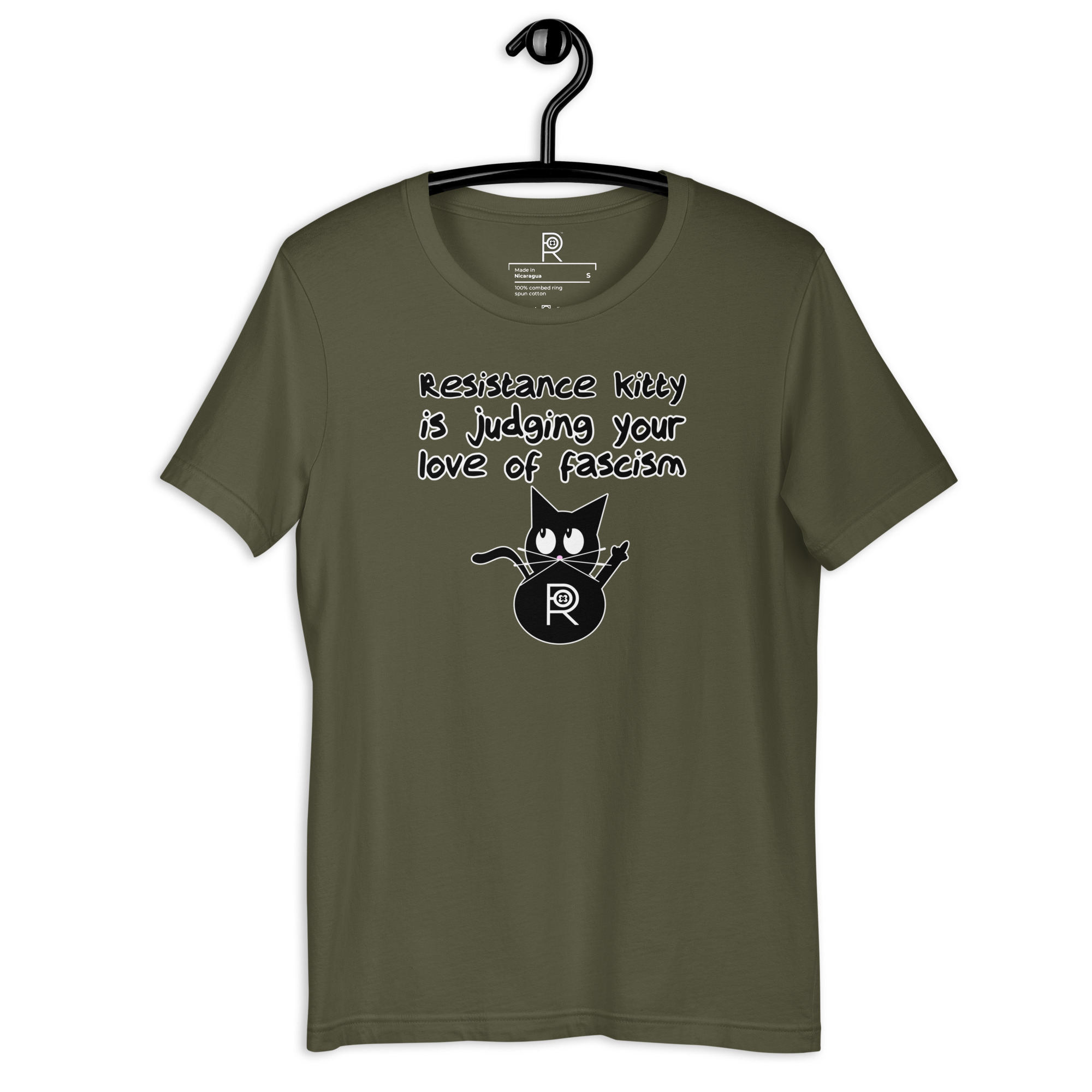 R - Resistance Kitty Is Judging Your Love Of Fascism Dark Style Unisex T-shirt - Image 37