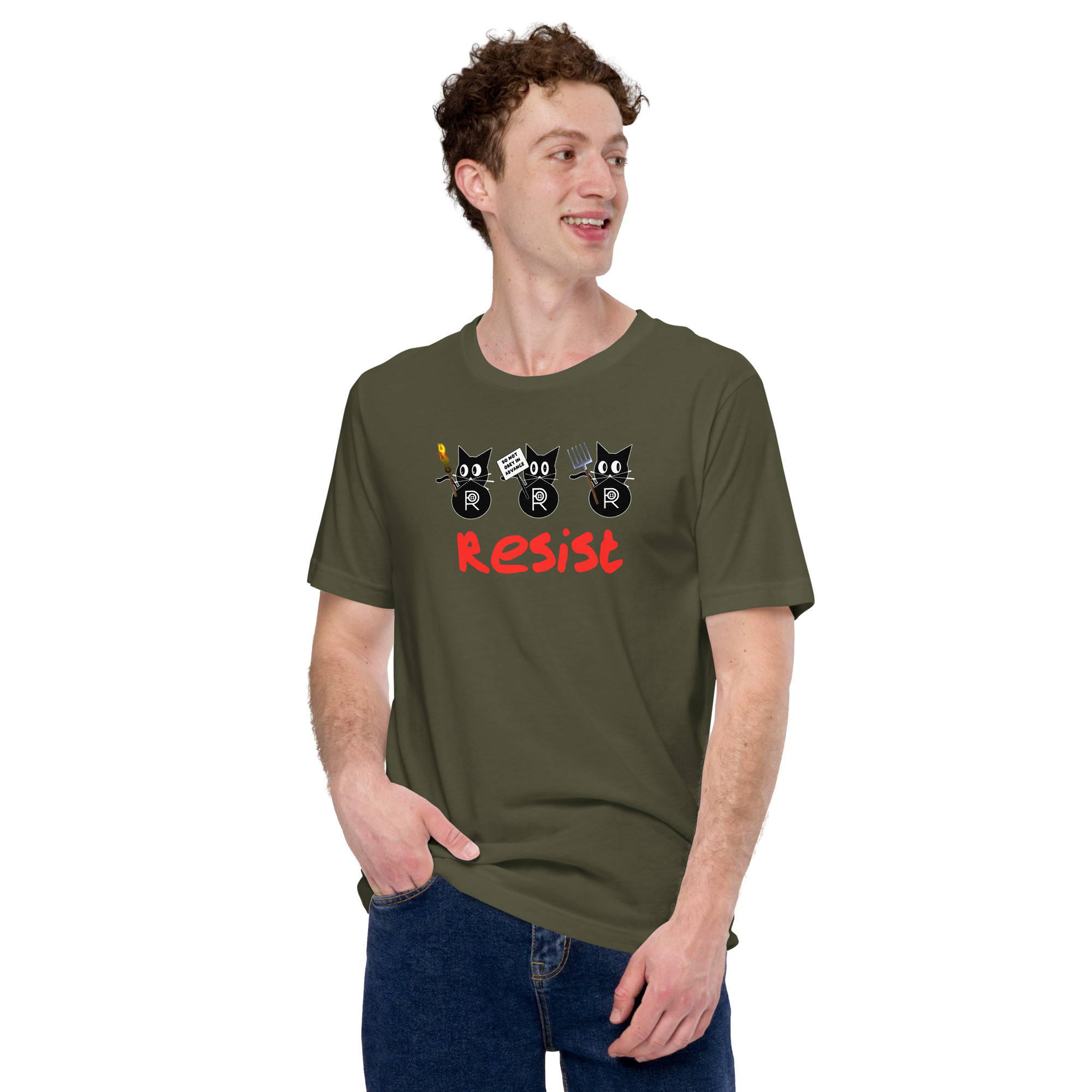 R - Resistance Kitties Resist Dark Style Unisex T-shirt - Image 14