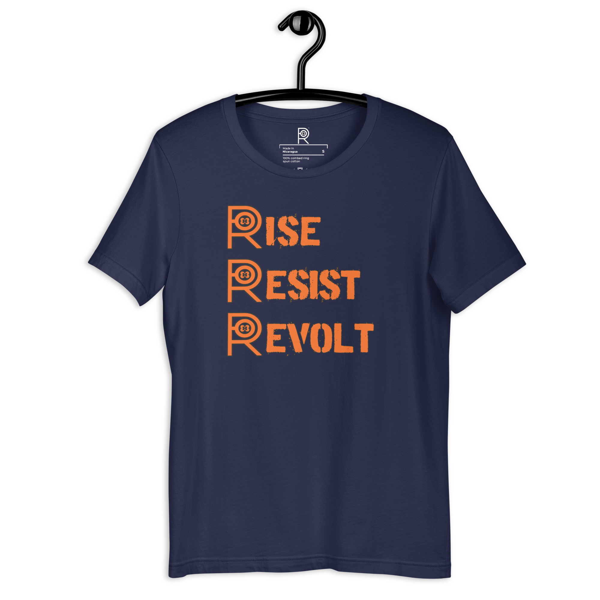 R - Rise Resist Revolt Orange And Black Dark Style Unisex T-shirt - Image 25