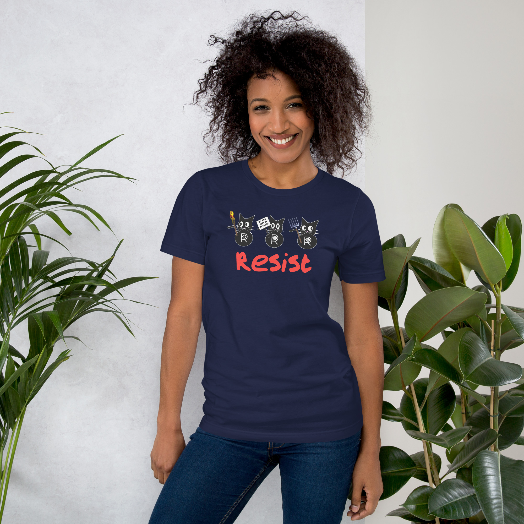 R - Resistance Kitties Resist Dark Style Unisex T-shirt - Image 6