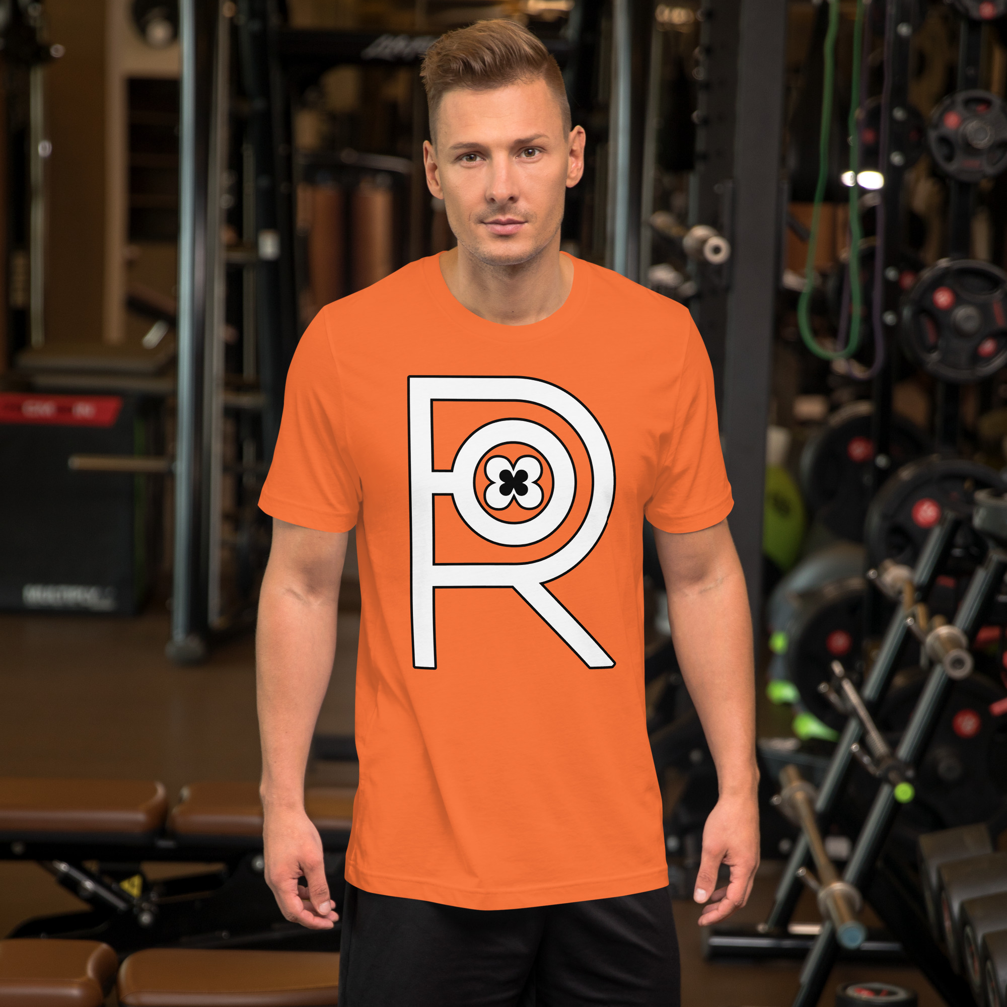 R - White And Black On Orange Unisex T-shirt - Image 10
