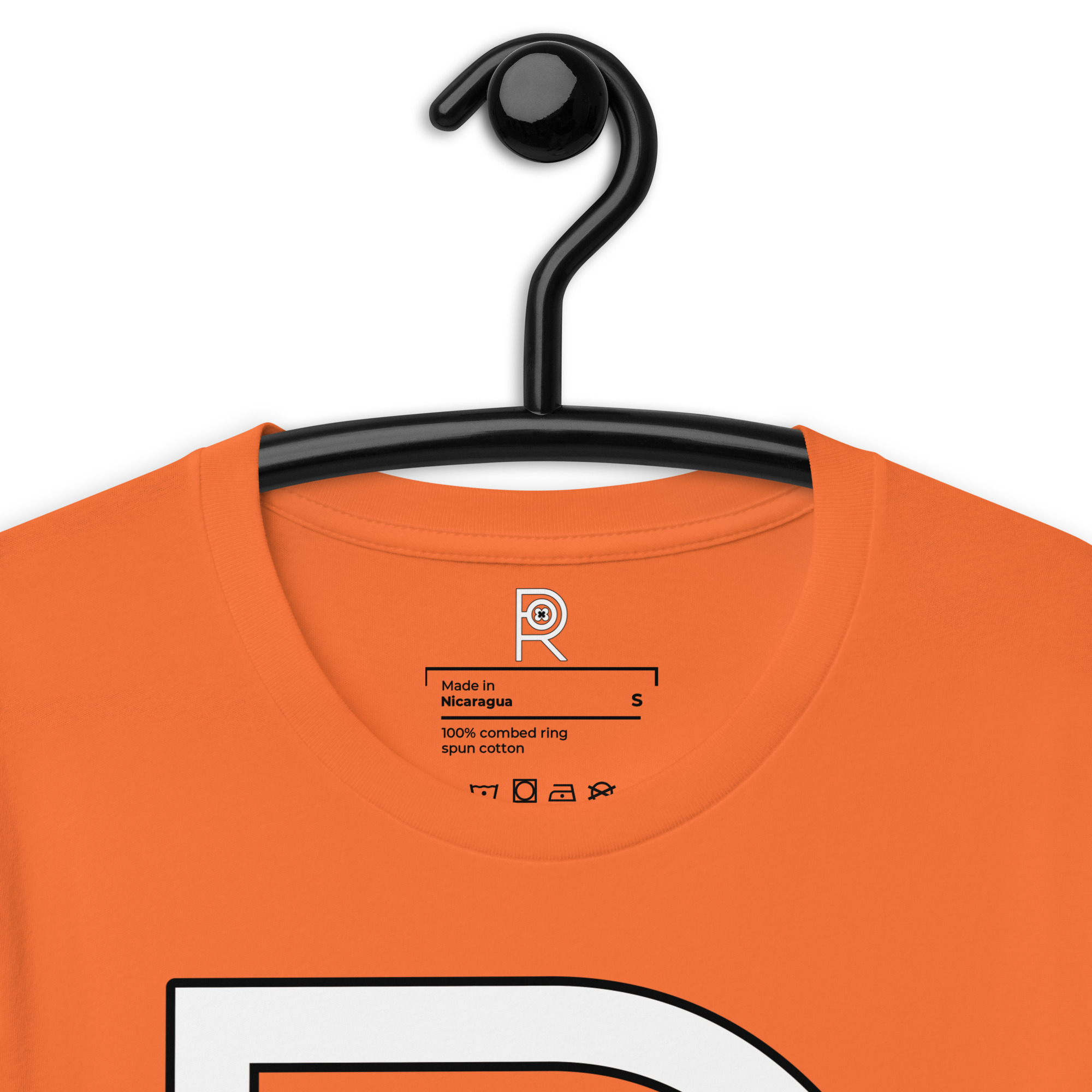 R - White And Black On Orange Unisex T-shirt - Image 12