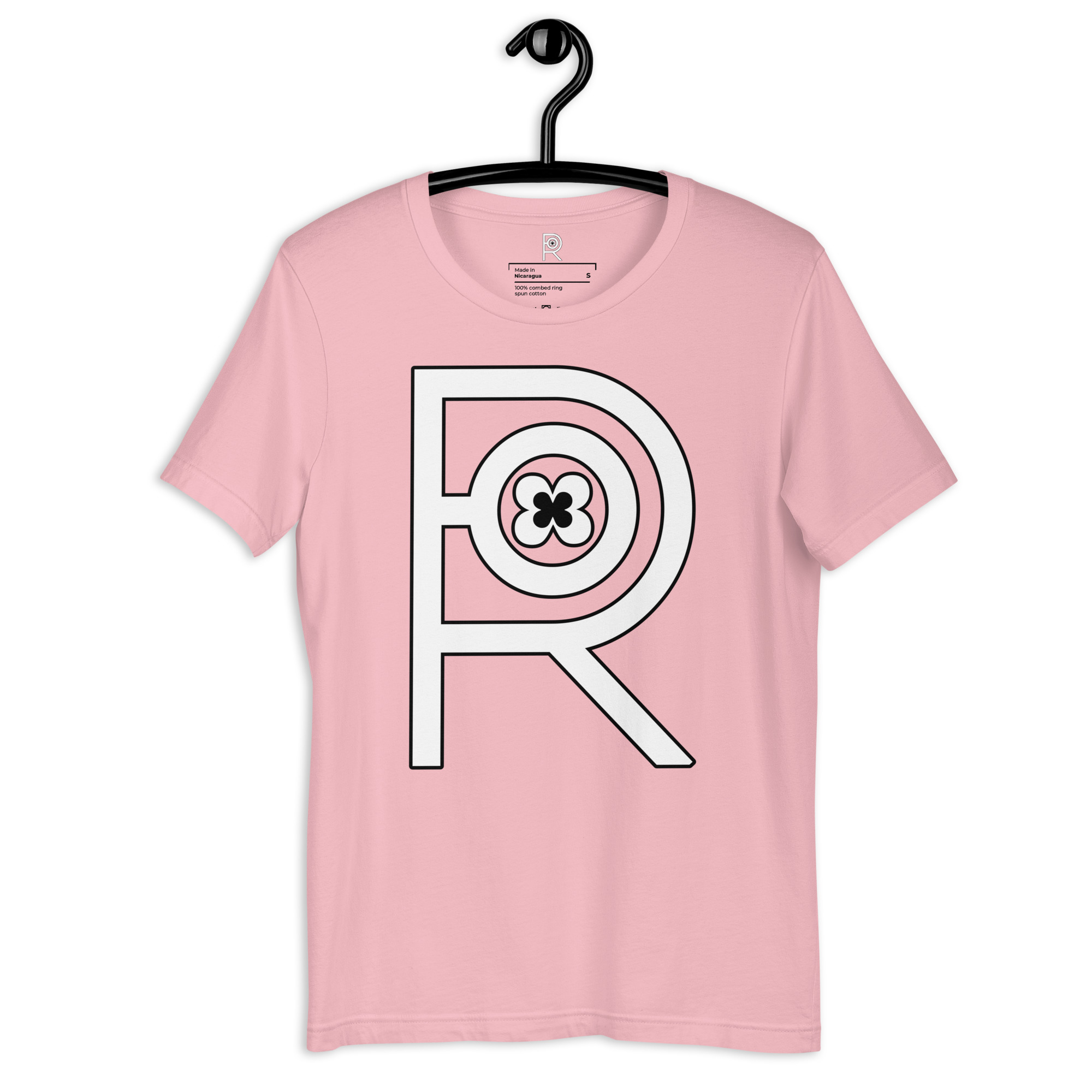 R - White And Black On Pink Unisex T-shirt