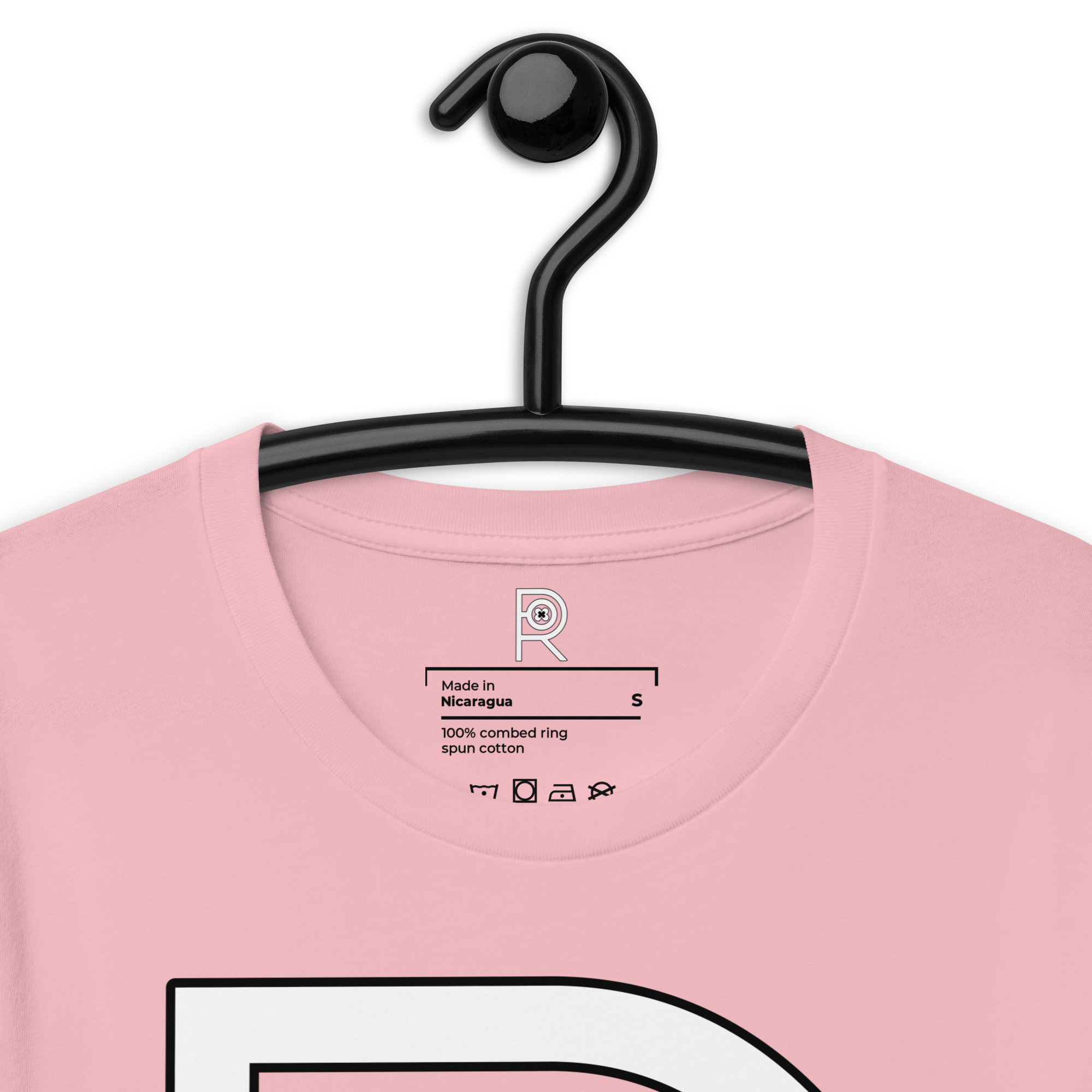 R - White And Black On Pink Unisex T-shirt - Image 10