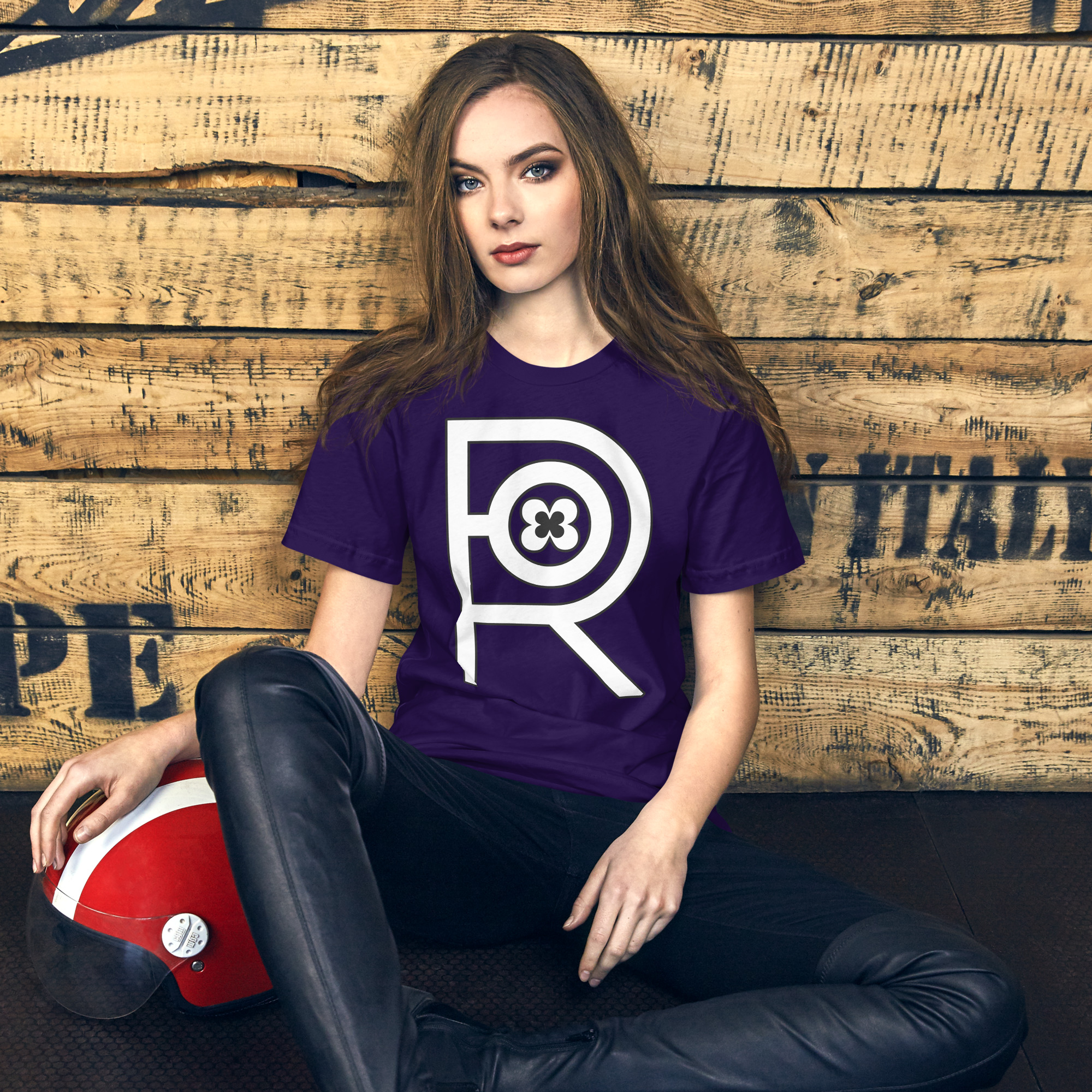R - White And Black On Purple Unisex T-shirt - Image 8