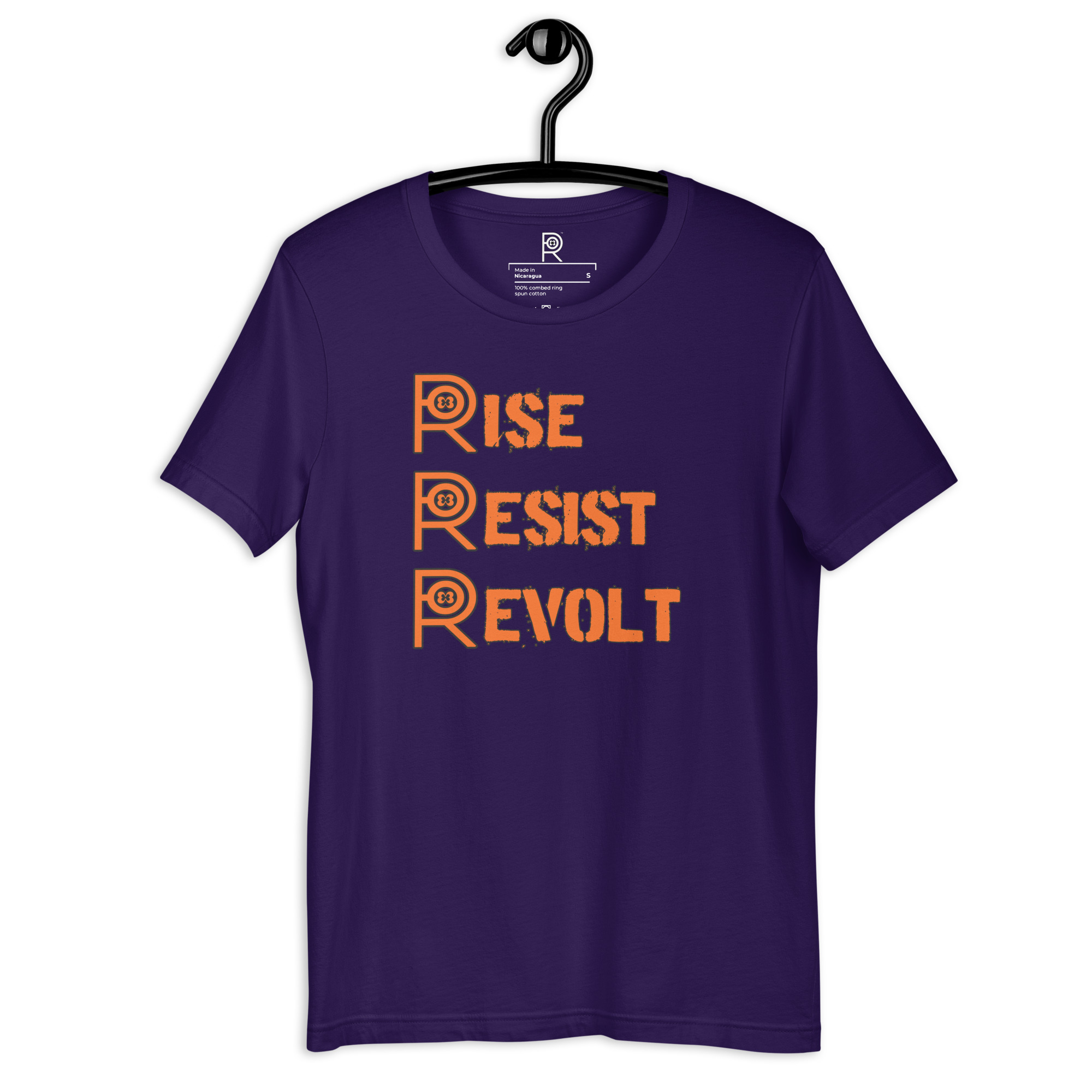 R - Rise Resist Revolt Orange And Black Dark Style Unisex T-shirt - Image 23