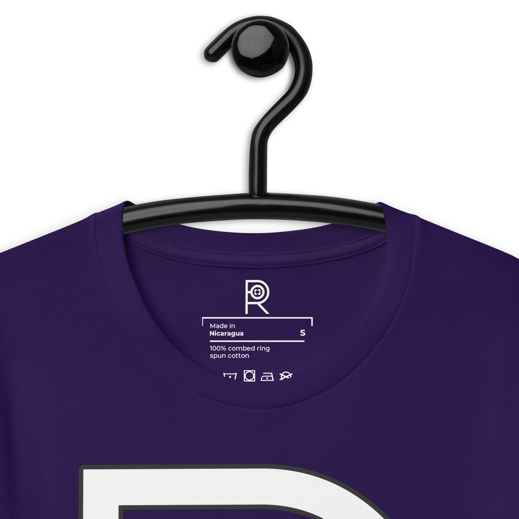 R - White And Black On Purple Unisex T-shirt - Image 10