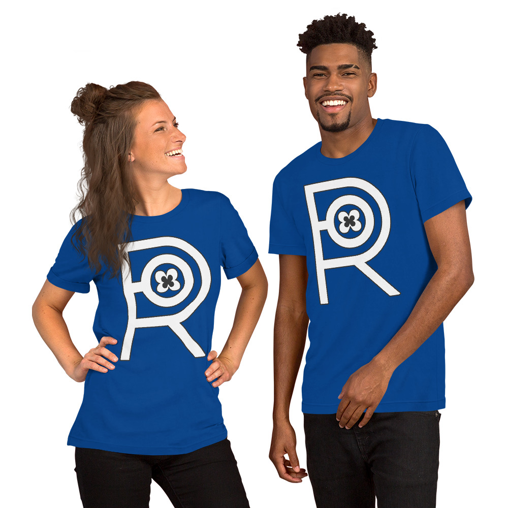 R - White And Black Royal Blue Unisex T-shirt - Image 7