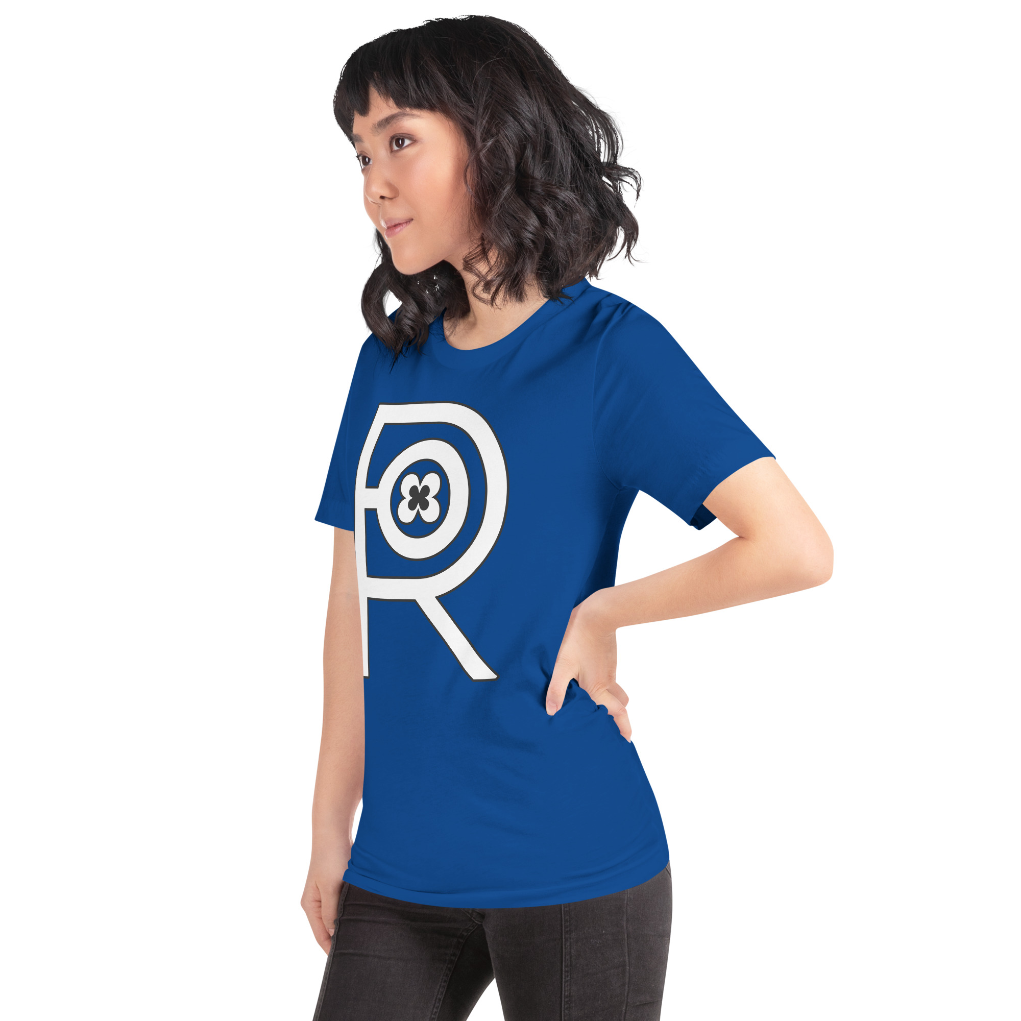R - White And Black Royal Blue Unisex T-shirt - Image 8