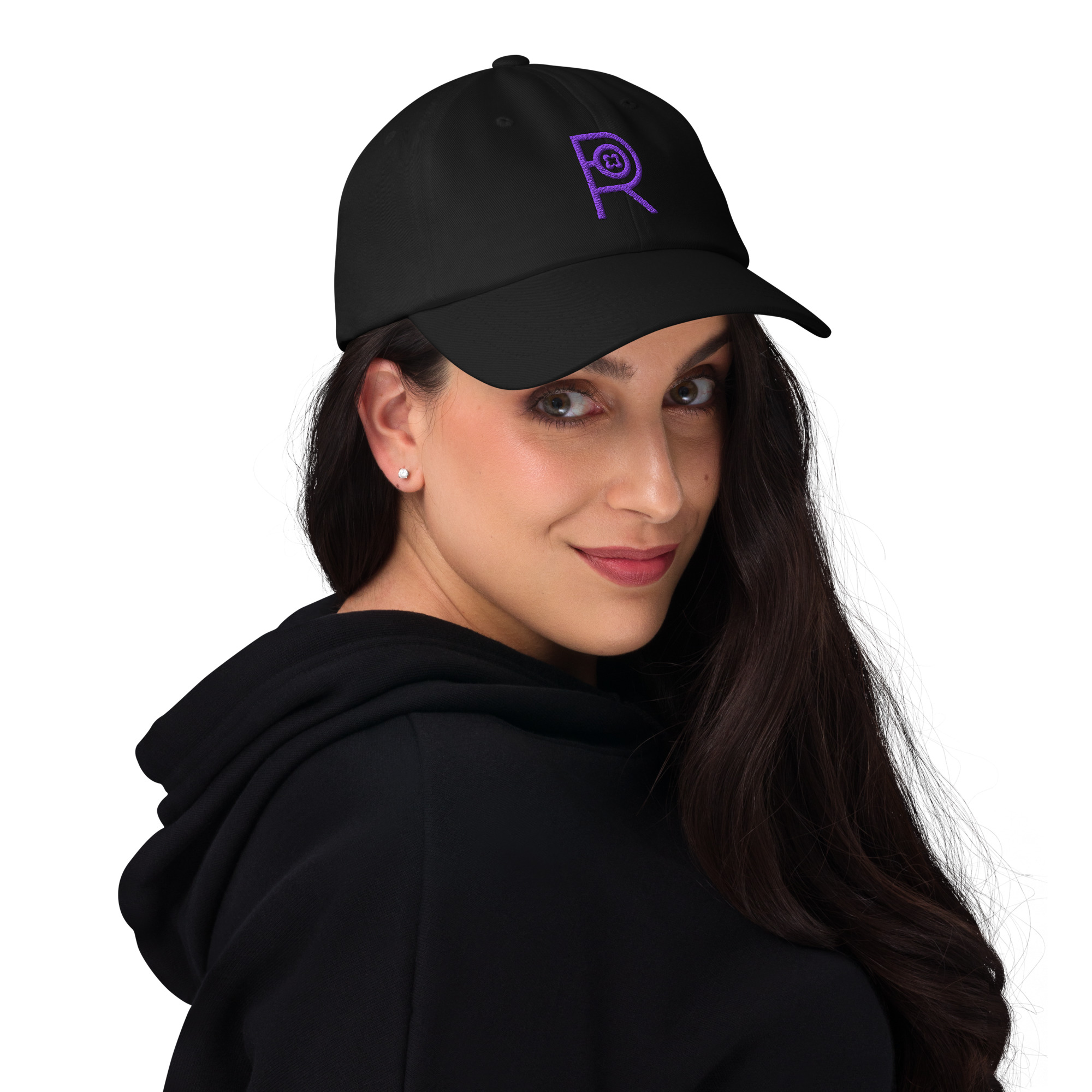 R - Purple And Black Classic Dad Hat - Image 3
