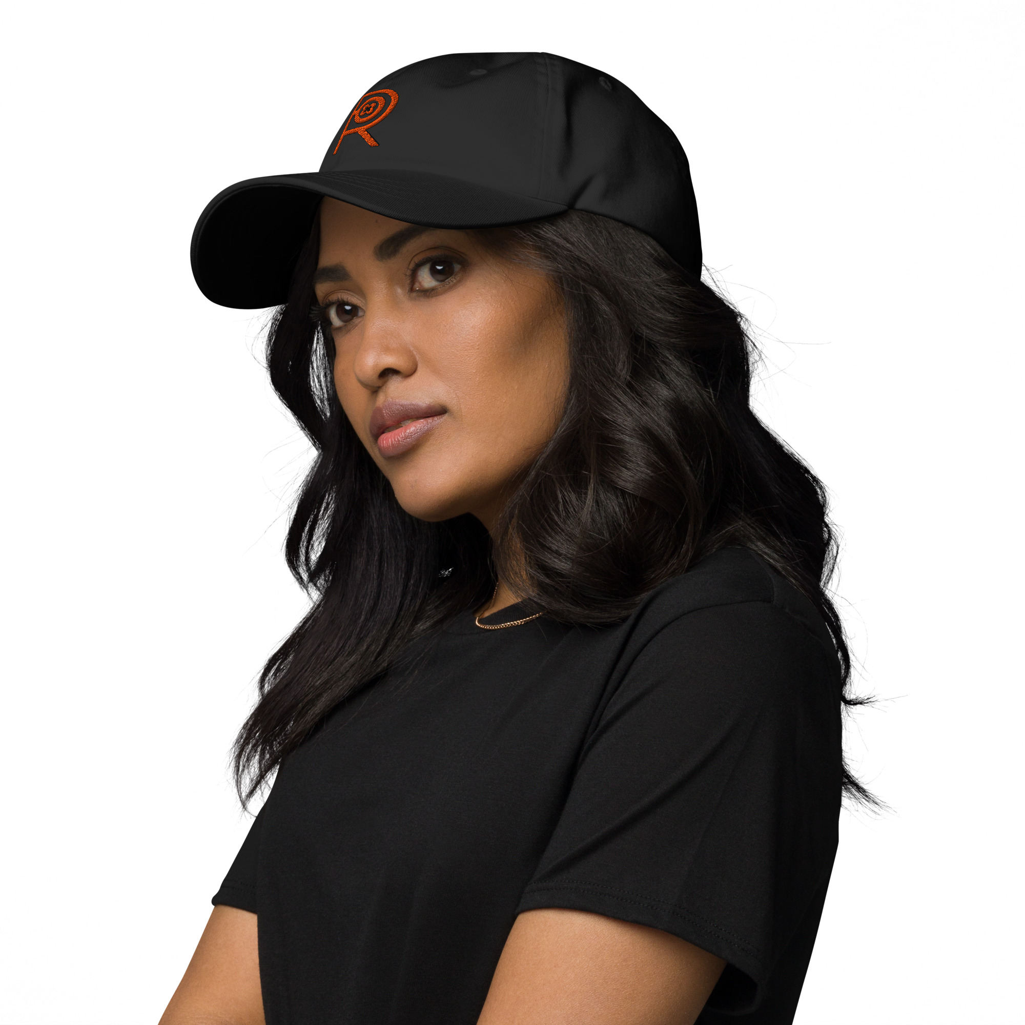 R - Orange And Black Classic Dad Hat - Image 4