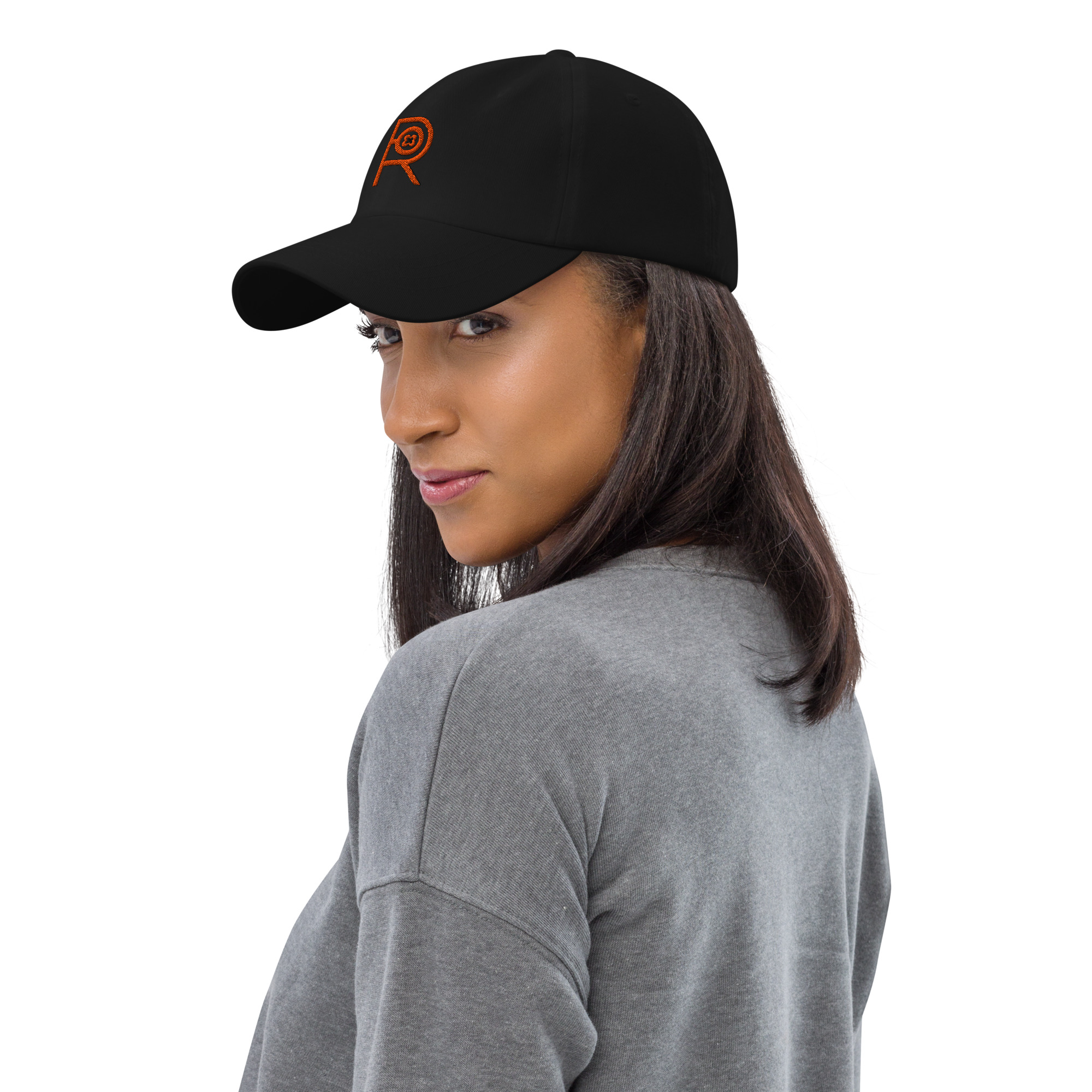 R - Orange And Black Classic Dad Hat - Image 5