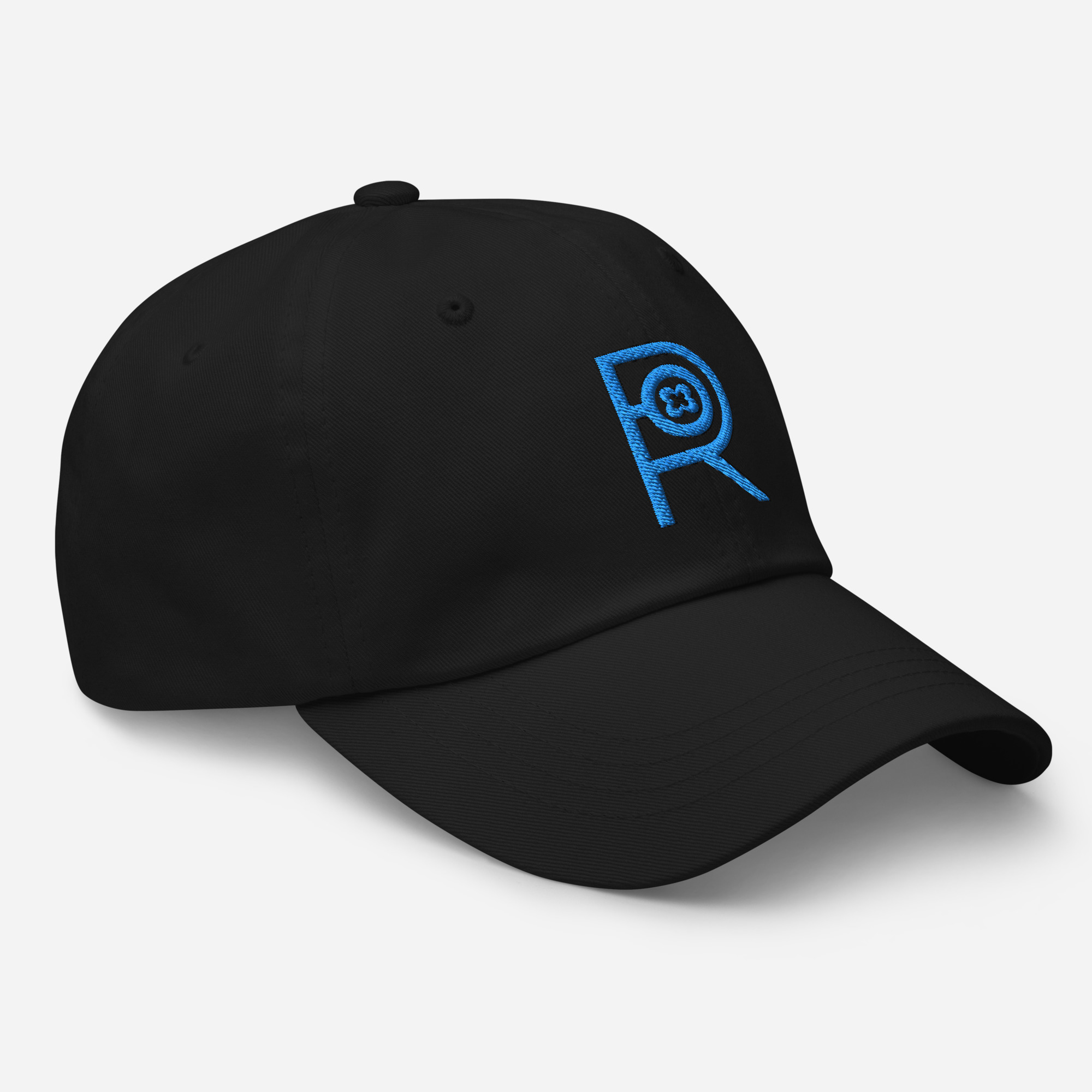 R - Sky Blue And Black Classic Dad Hat - Image 7