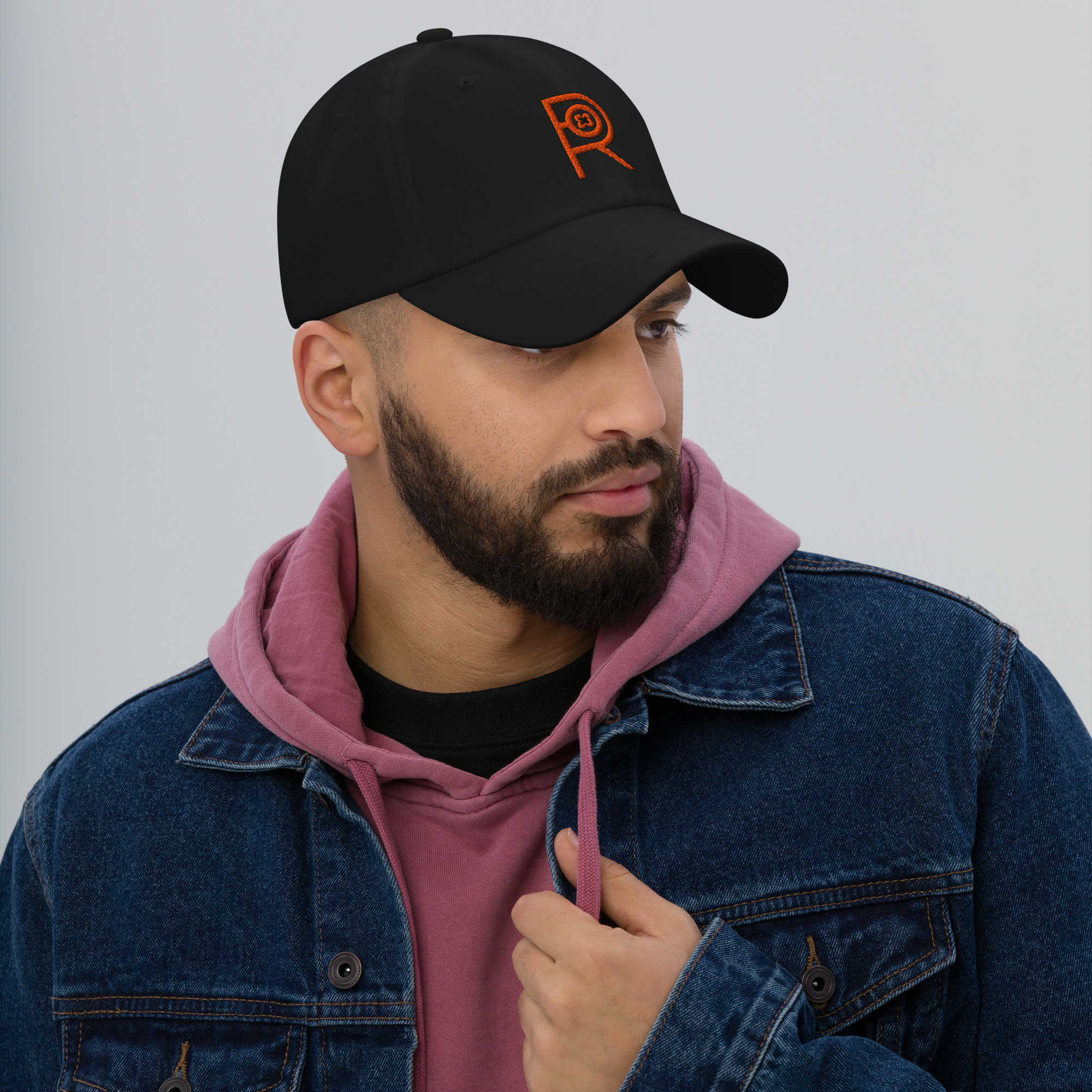 R - Orange And Black Classic Dad Hat - Image 2