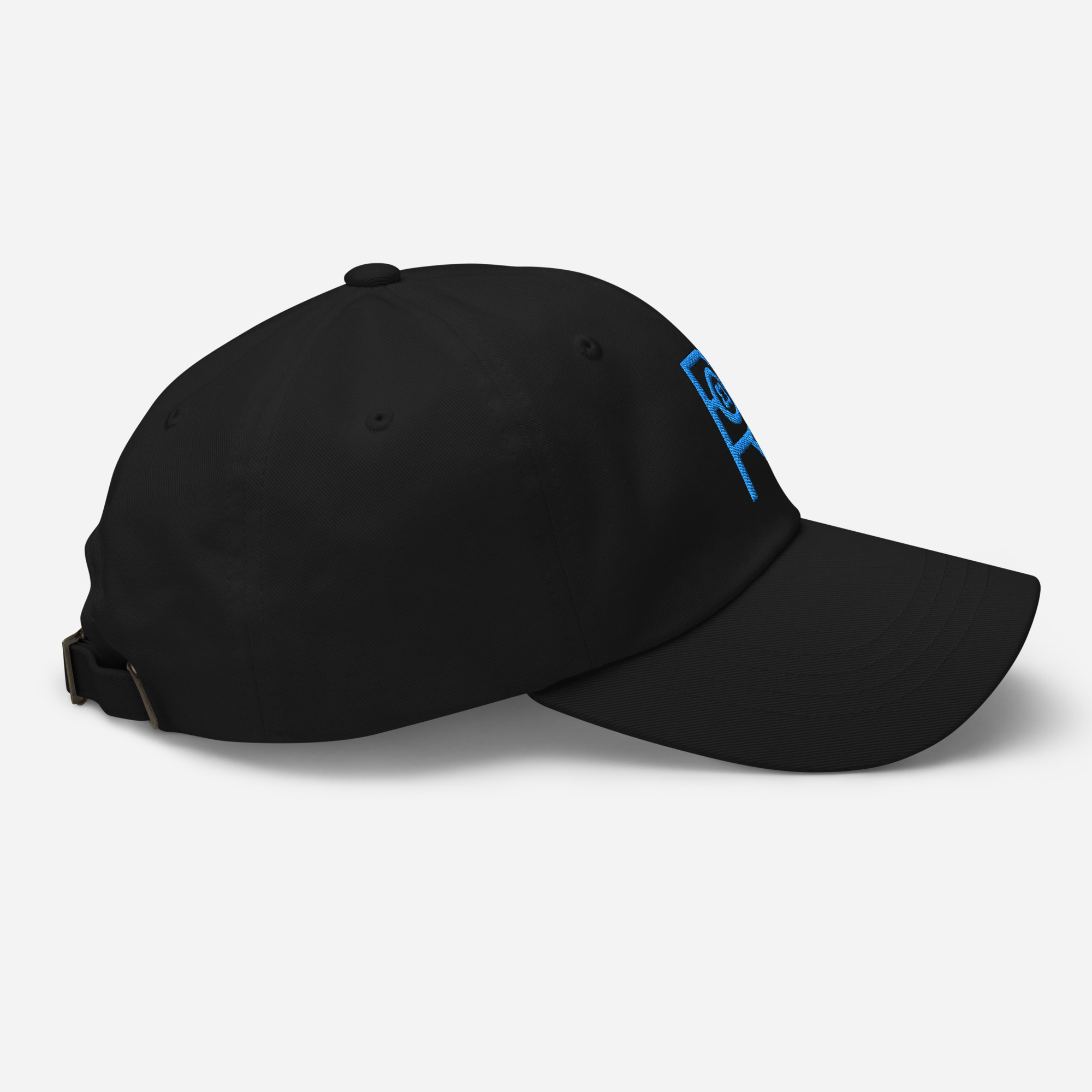 R - Sky Blue And Black Classic Dad Hat - Image 6