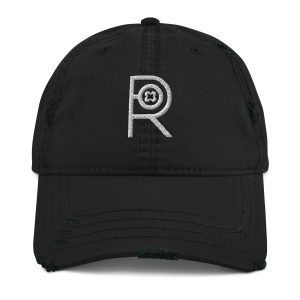 R - White And Black Distressed Dad Hat