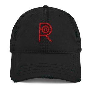 R - Red And Black Distressed Dad Hat