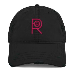 R - Pink And Black Distressed Dad Hat