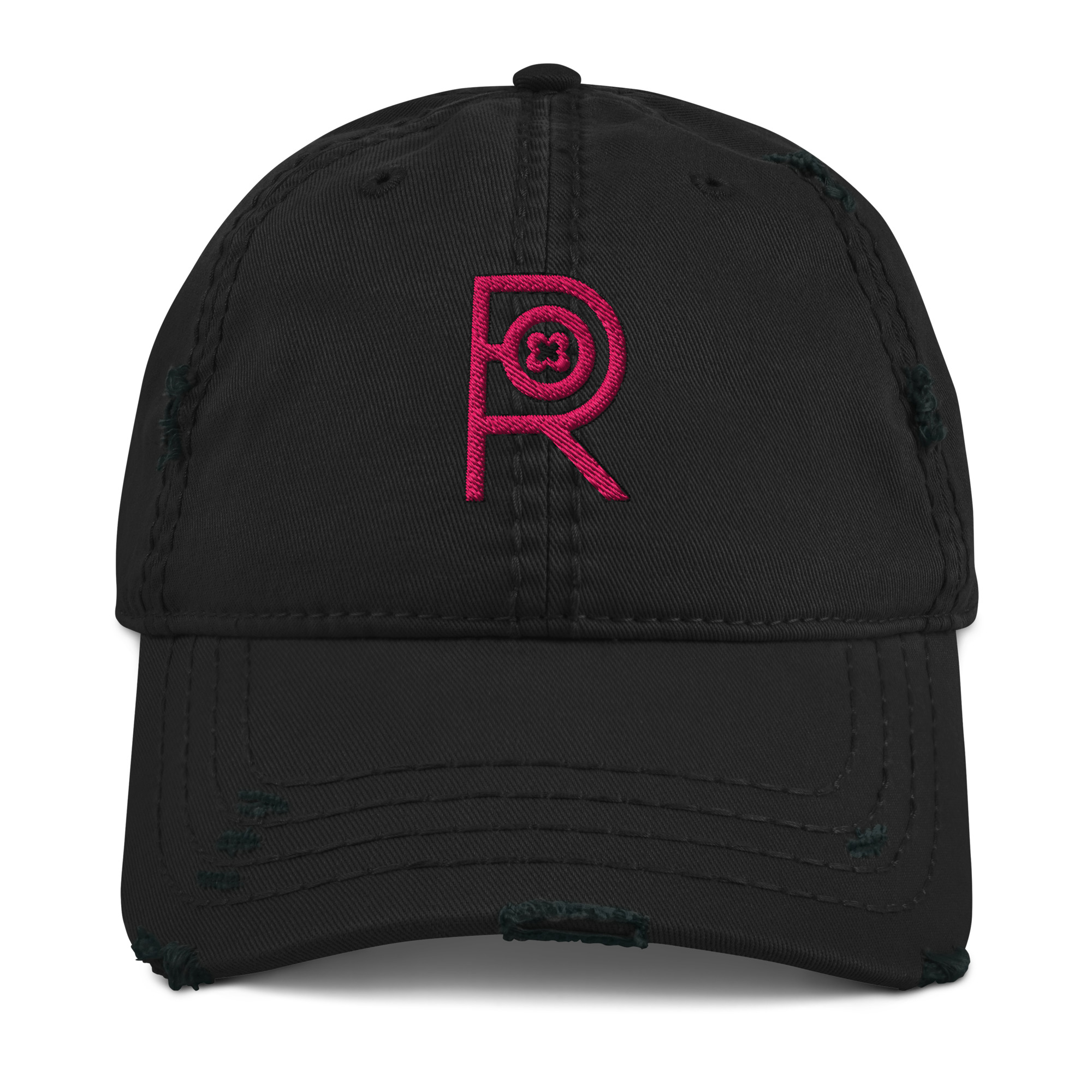 R - Pink And Black Distressed Dad Hat