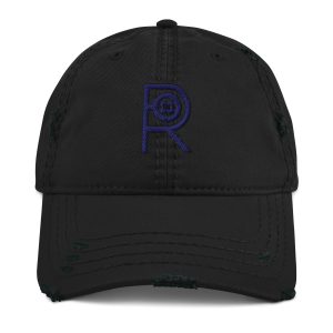 R - Navy And Black Distressed Dad Hat