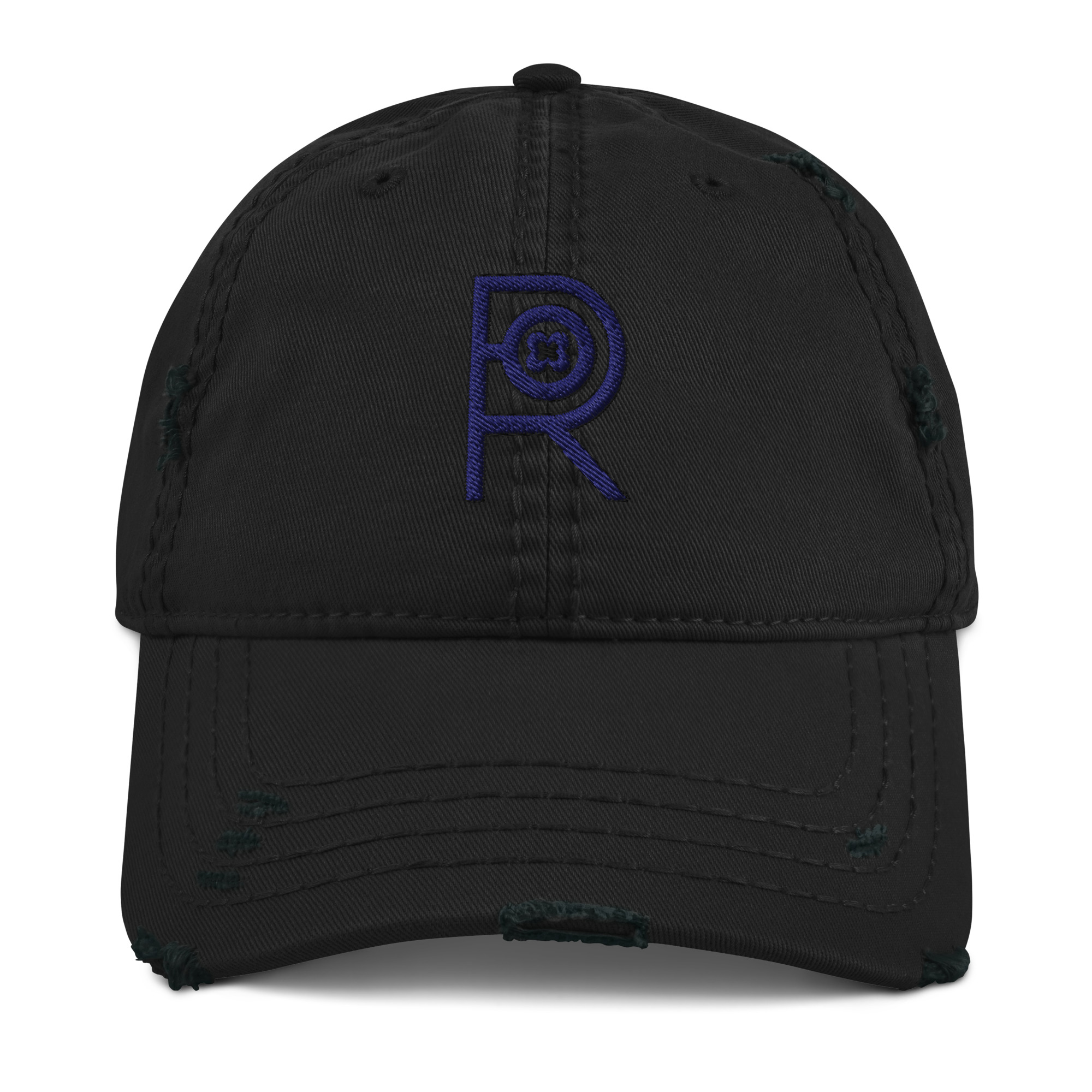 R - Navy And Black Distressed Dad Hat