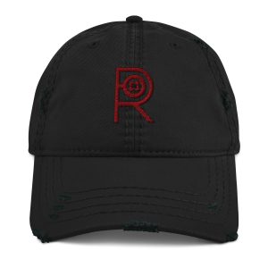 R - Maroon And Black Distressed Dad Hat