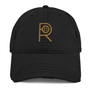 R - Old Gold And Black Distressed Dad Hat