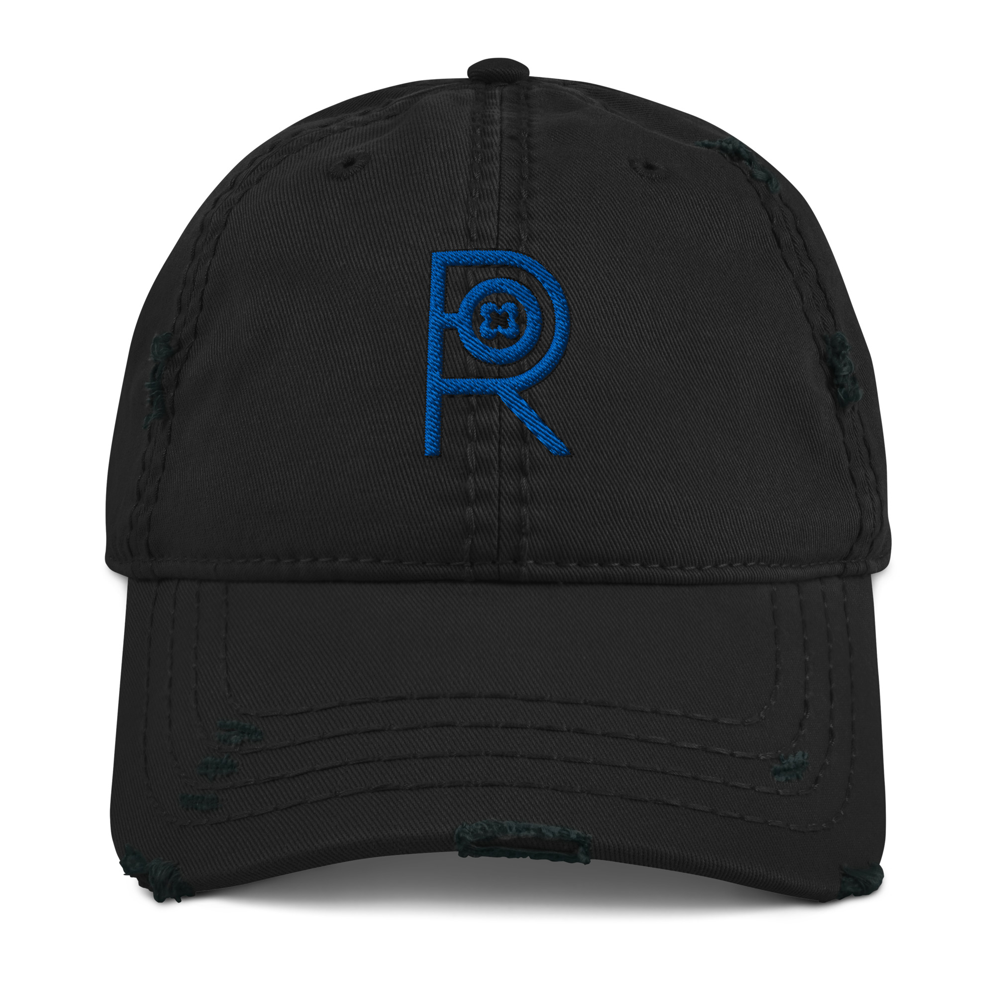 R - Royal And Black Distressed Dad Hat