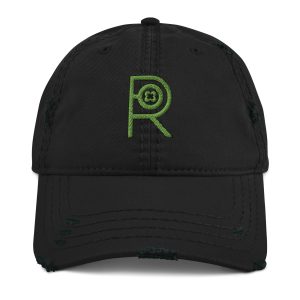 R - Kiwi Green And Black Distressed Dad Hat