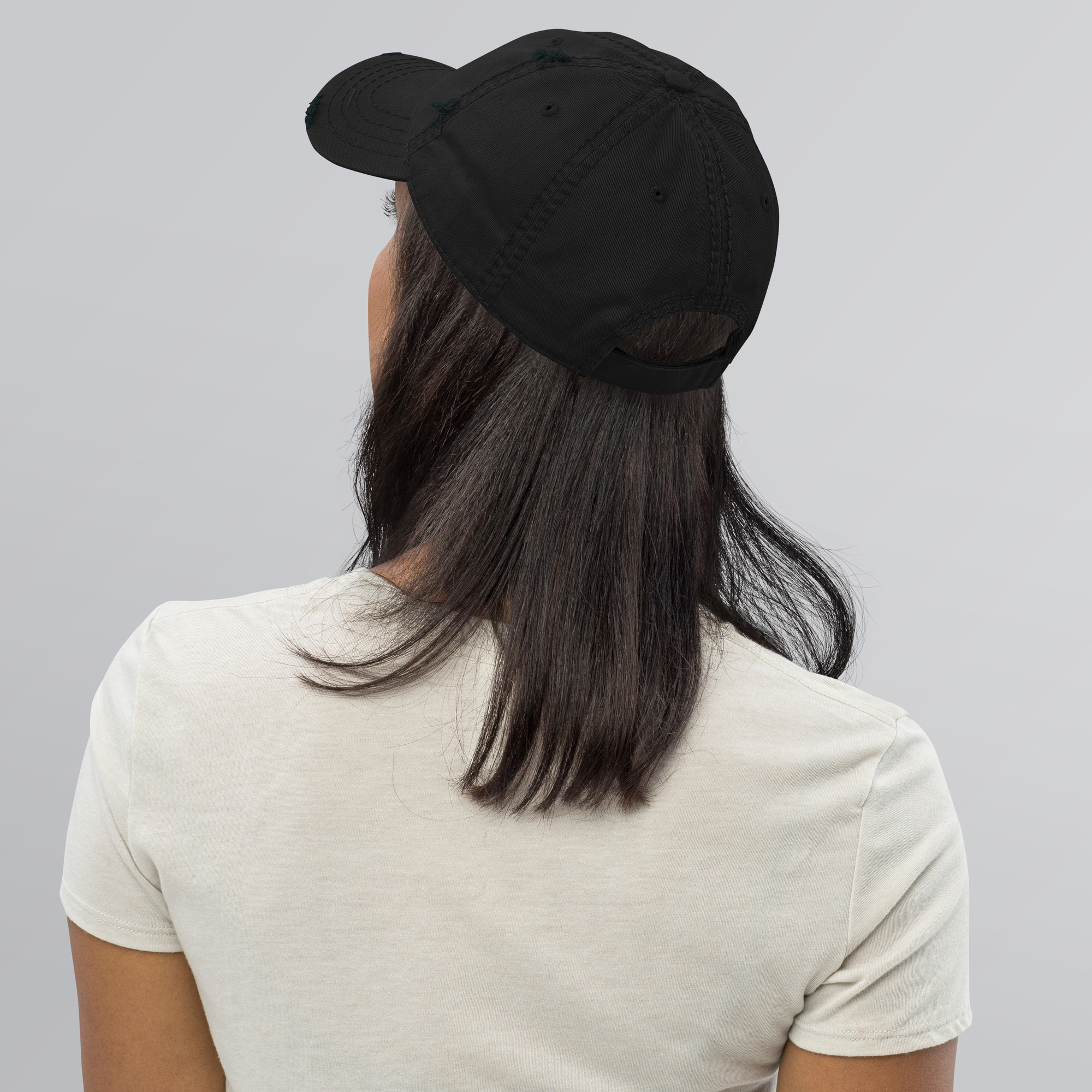 R - White And Black Distressed Dad Hat - Image 7