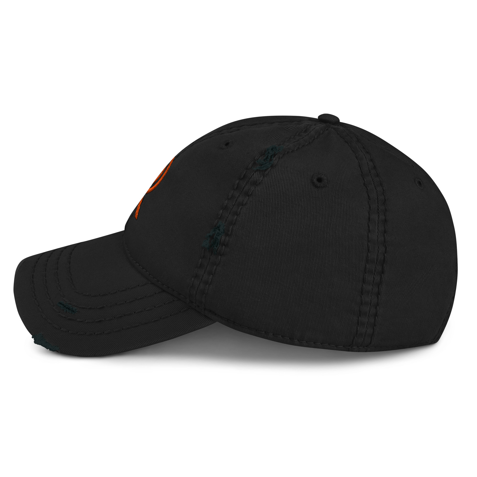 R - Orange And Black Distressed Dad Hat - Image 9