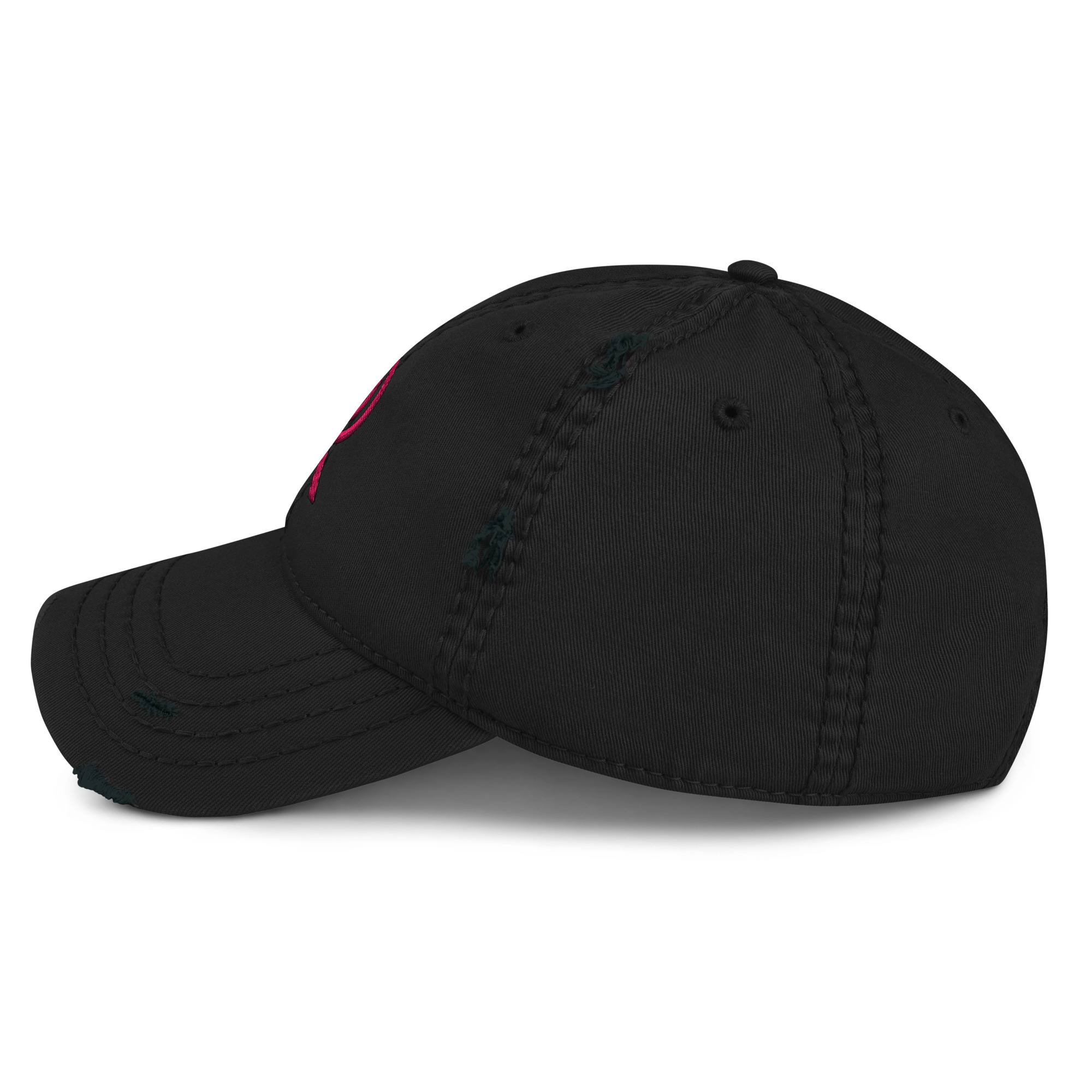 R - Pink And Black Distressed Dad Hat - Image 10