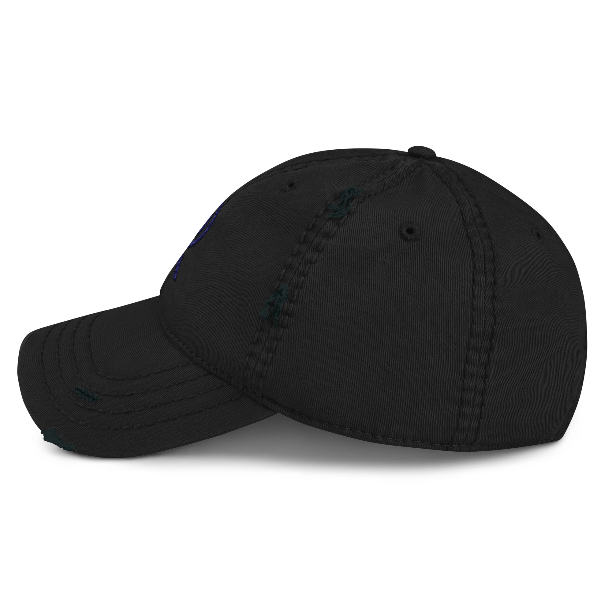 R - Navy And Black Distressed Dad Hat - Image 10