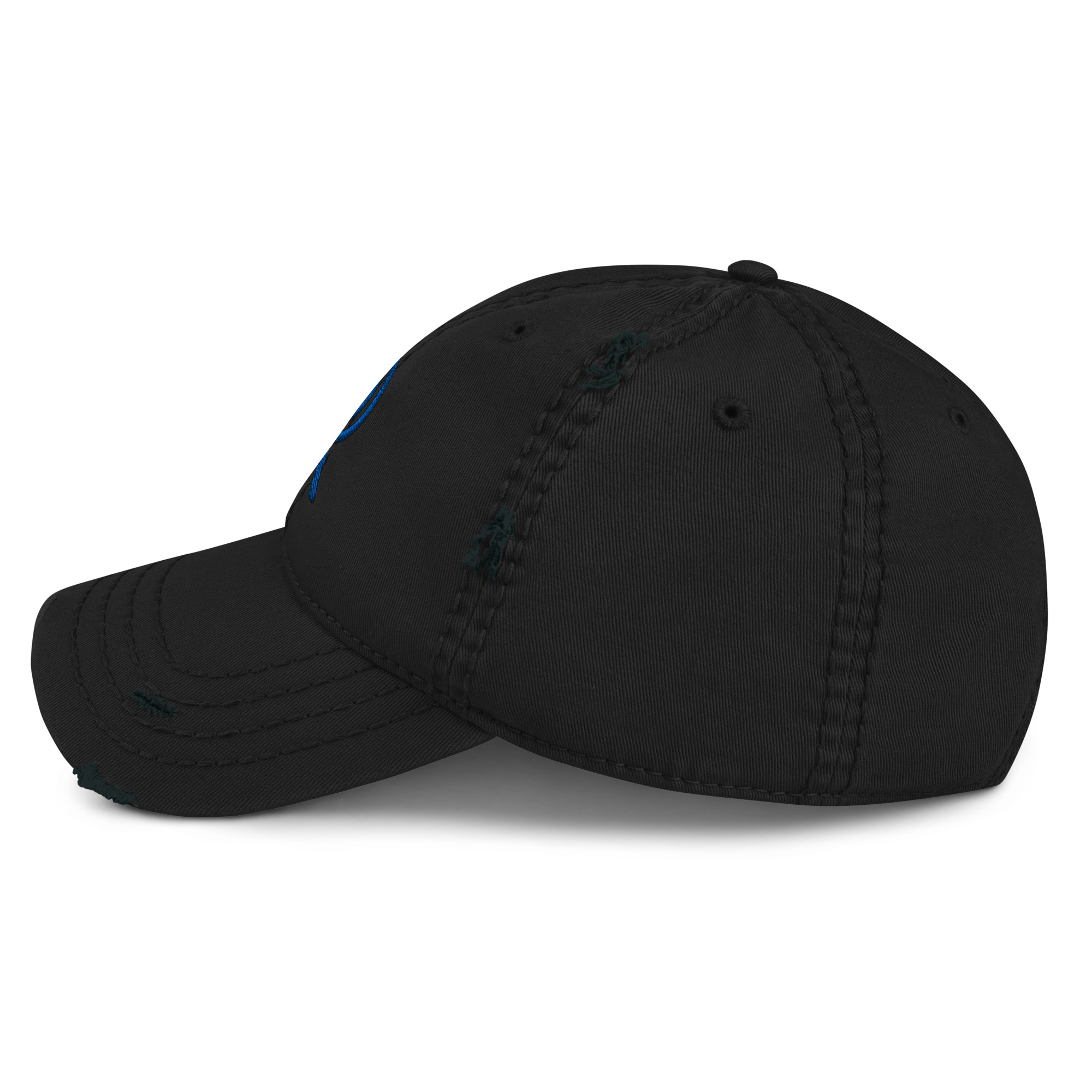 R - Royal And Black Distressed Dad Hat - Image 11