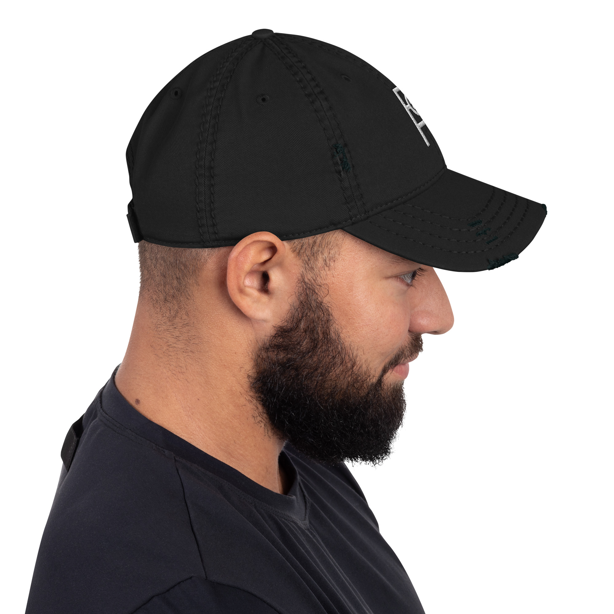 R - White And Black Distressed Dad Hat - Image 5