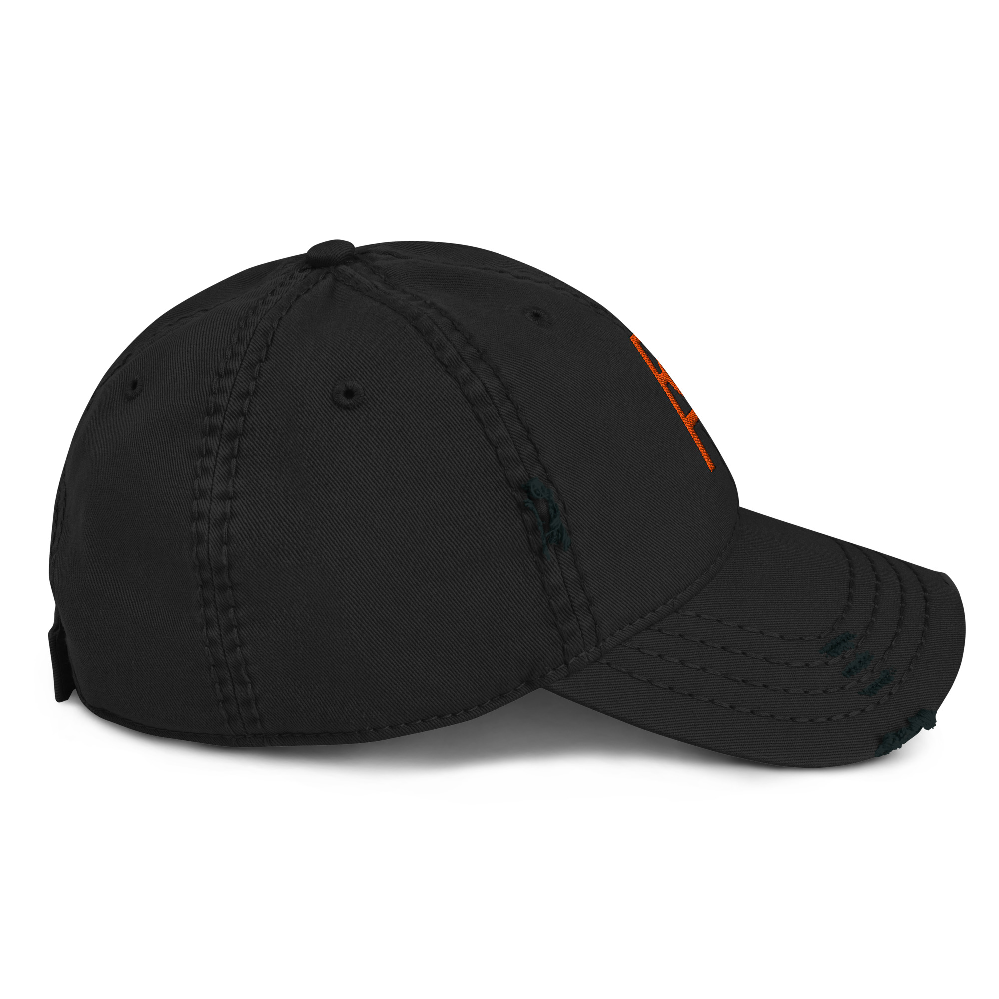 R - Orange And Black Distressed Dad Hat - Image 8