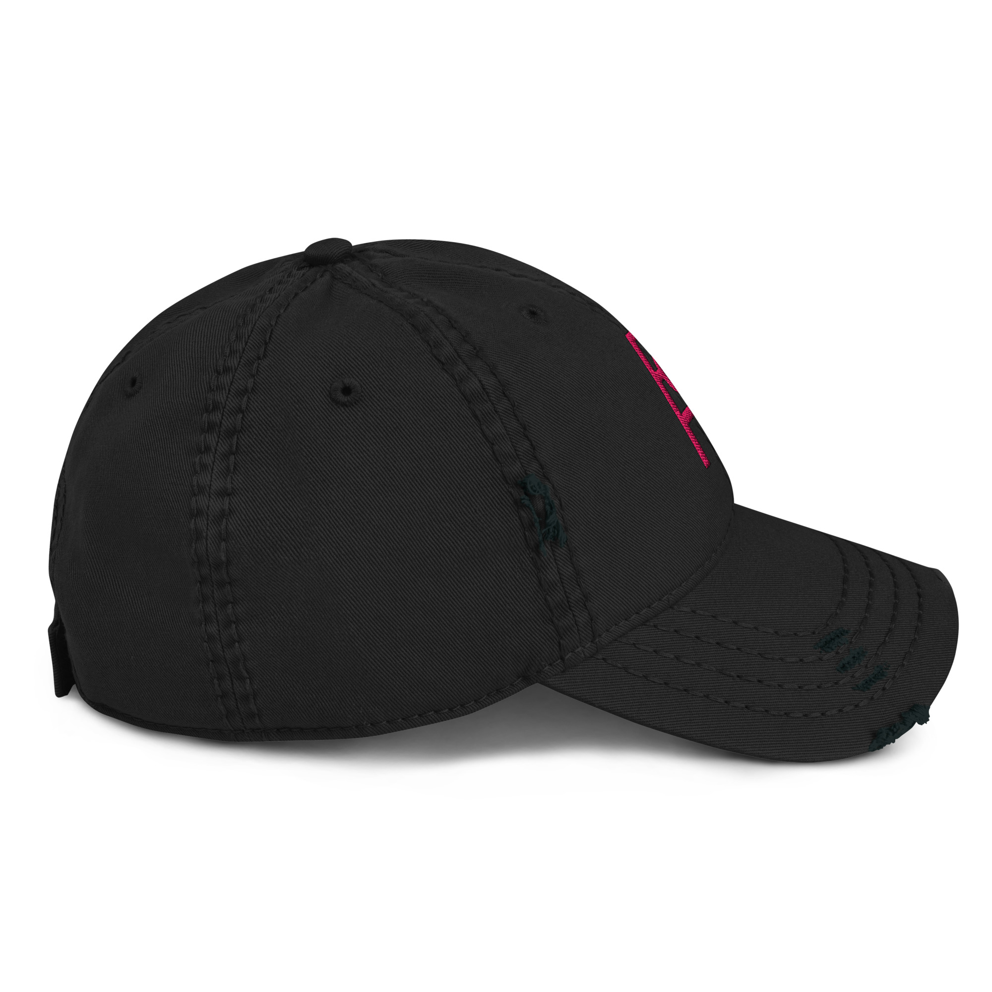 R - Pink And Black Distressed Dad Hat - Image 9