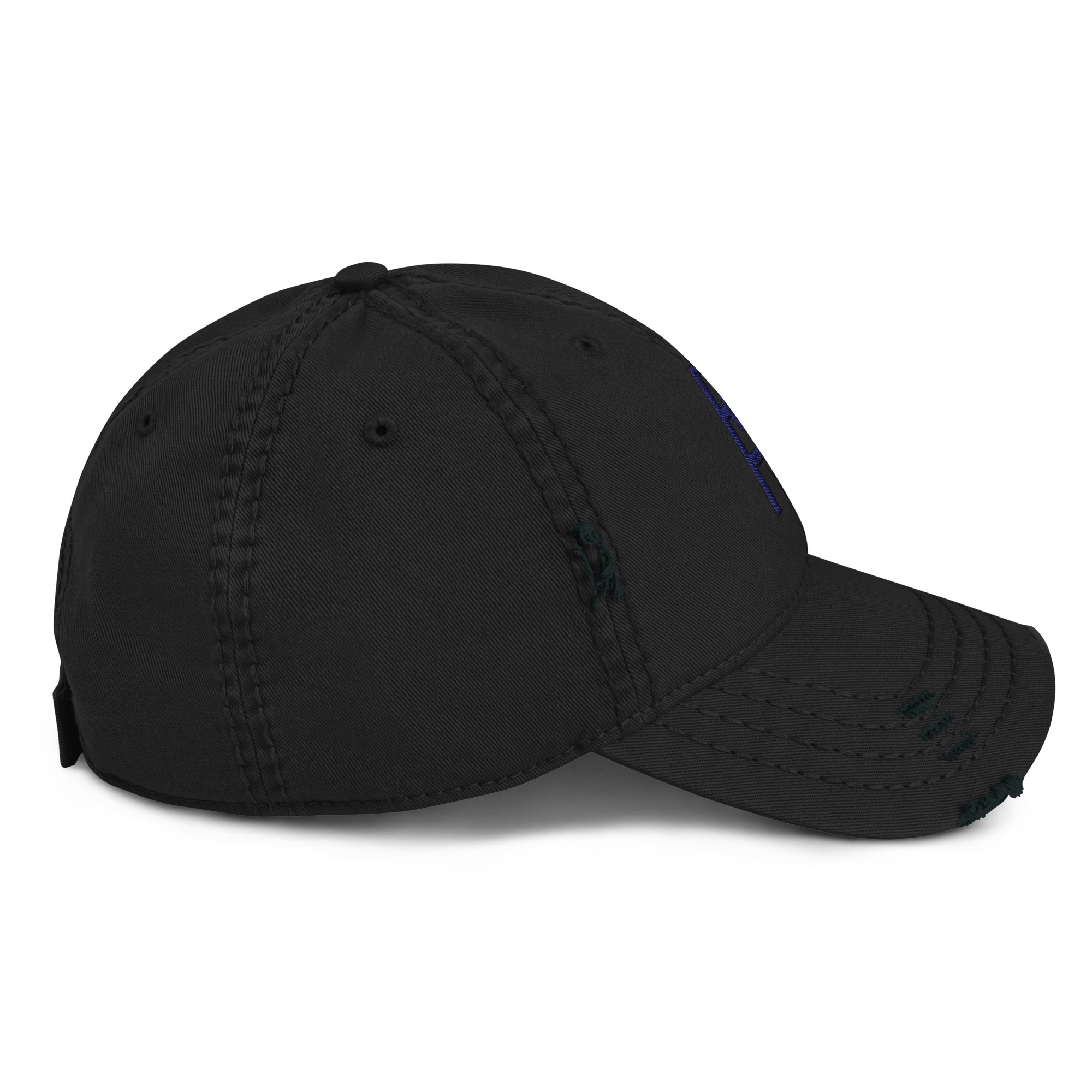 R - Navy And Black Distressed Dad Hat - Image 9