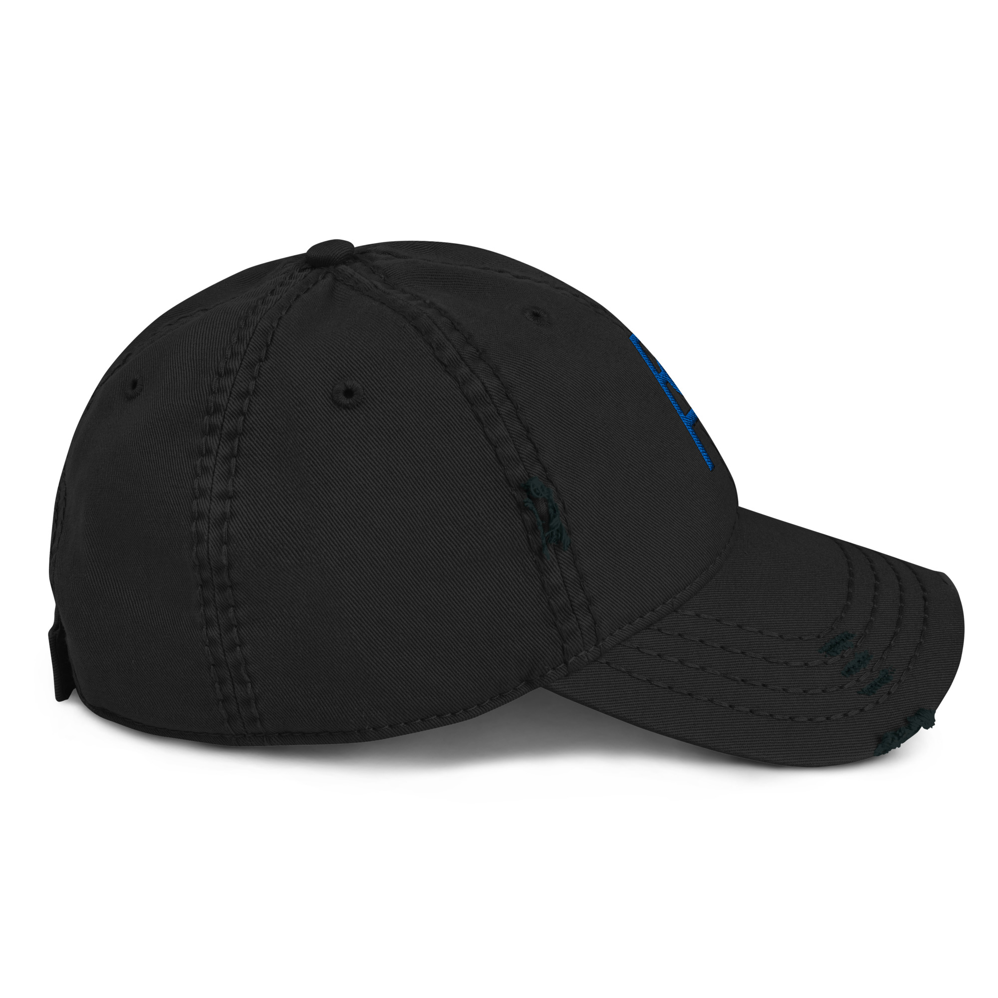 R - Royal And Black Distressed Dad Hat - Image 10