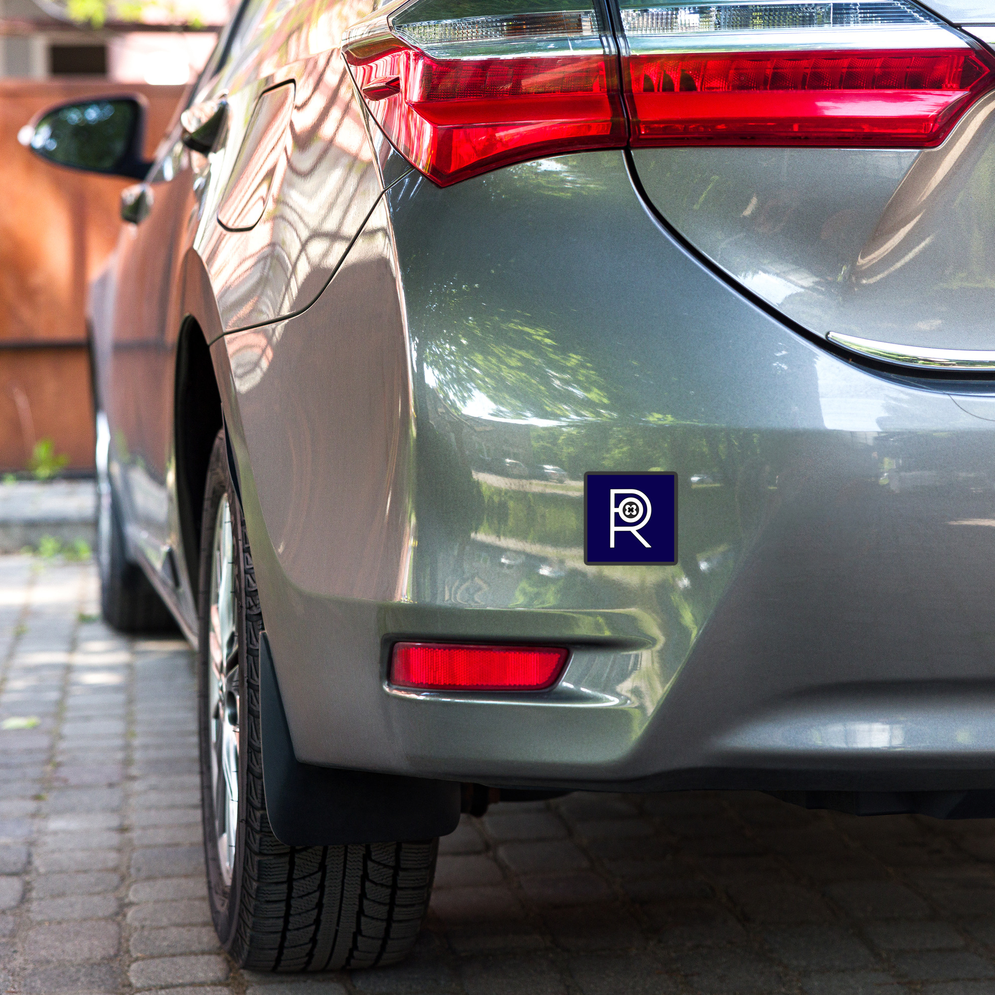 R - White And Black Outlined Dark Blue Eclipse Bubble-free Stickers - Image 2