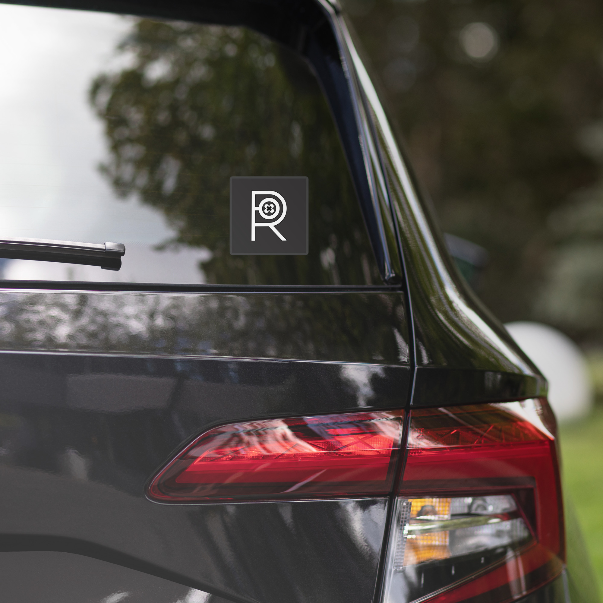 R - White And Black Outlined Dark Grey Eclipse Bubble-free Stickers - Image 3