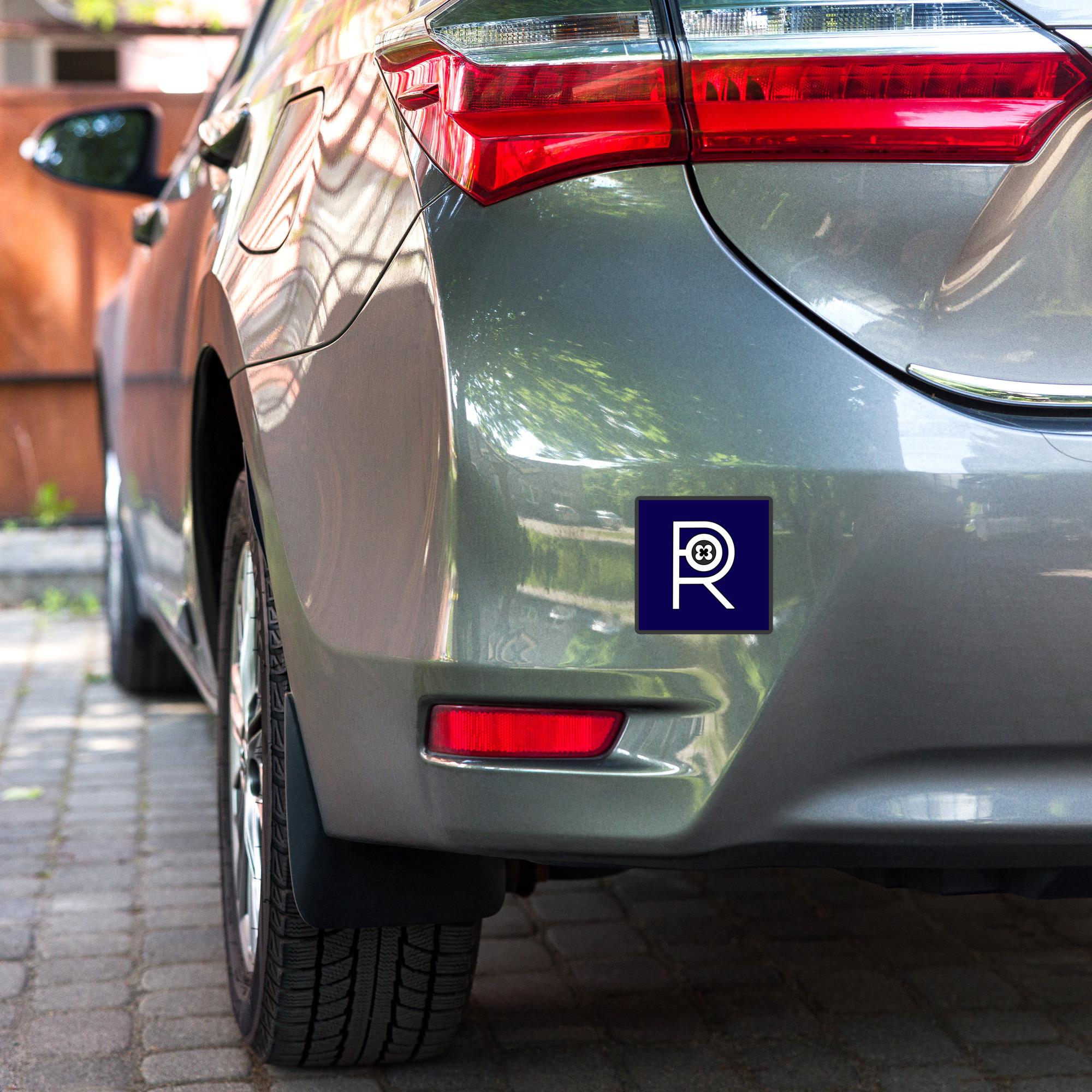 R - White And Black Outlined Dark Blue Eclipse Bubble-free Stickers - Image 3