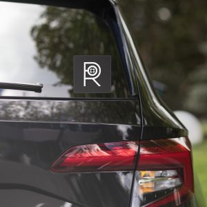 R - White And Black Outlined Dark Grey Eclipse Bubble-free Stickers