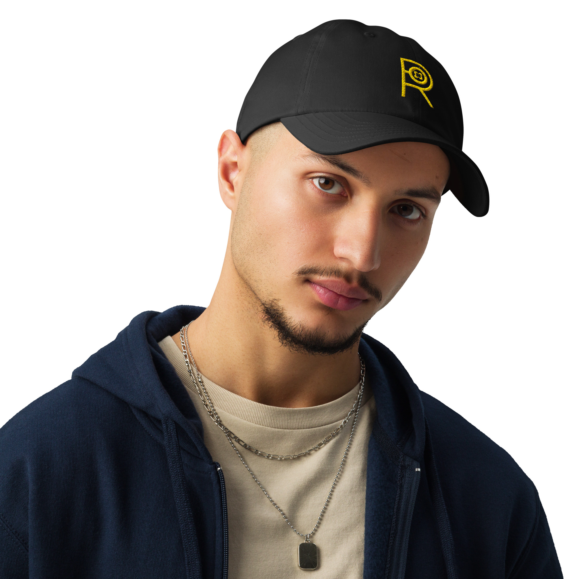 R - Gold And Black Under Armour® Dad Hat - Image 7
